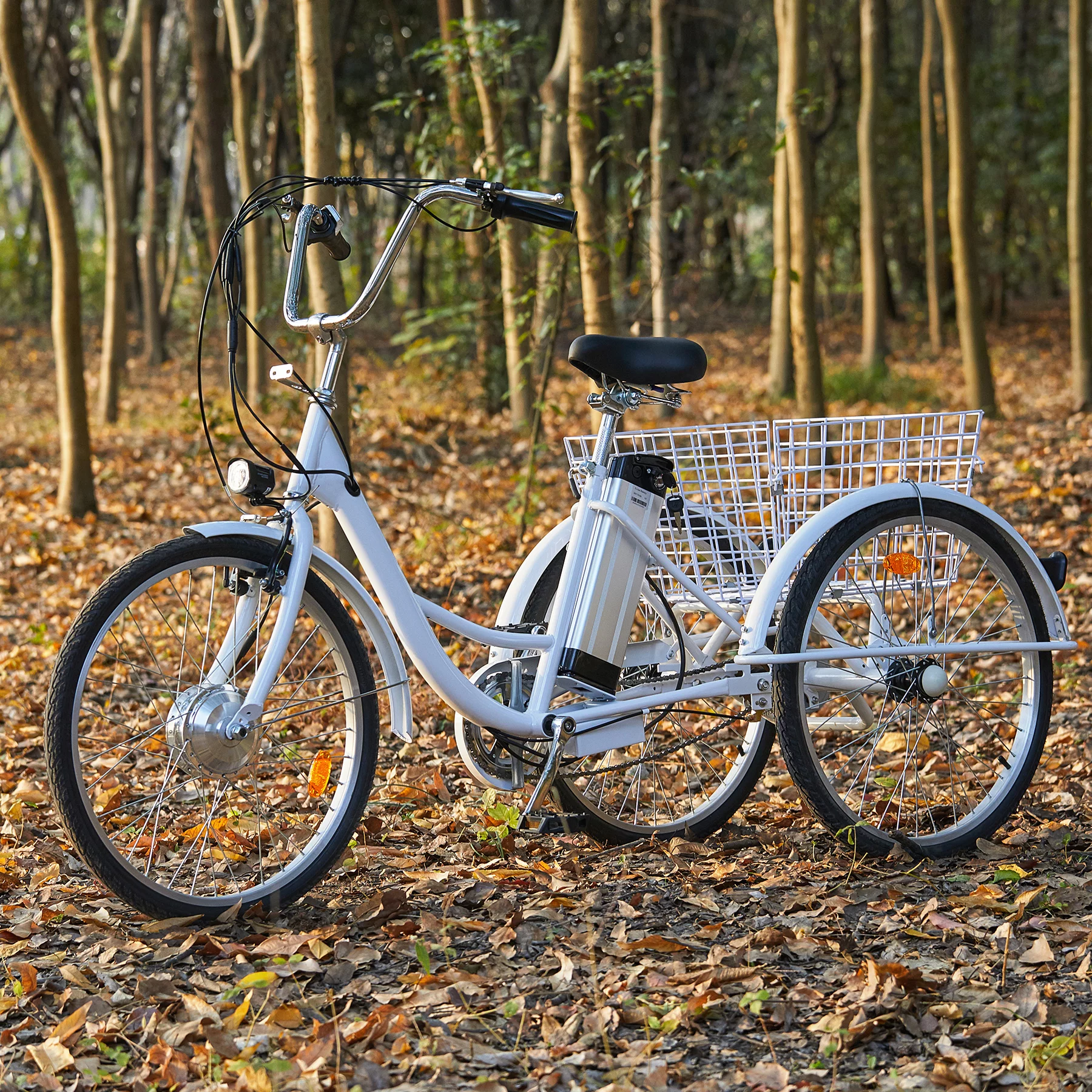 VIRIBUS 24 Inch Electric Trike Bike for Adults 36V 3 Wheel Electric Bicycle for Women Men, Black - Womvr