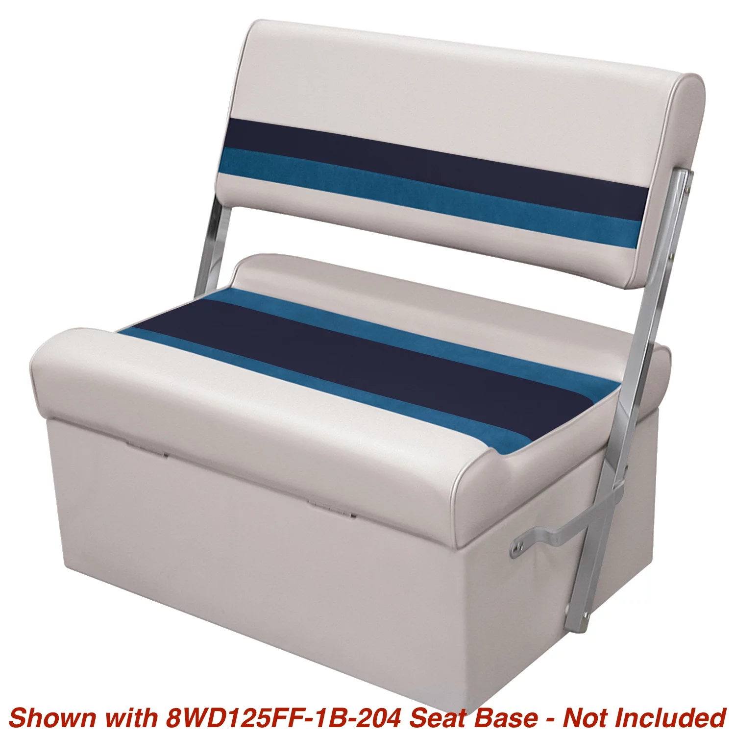 Wise 8WD125FF-1008 Deluxe Series Pontoon Flip Flop Bench Seat and Backrest Cushion Set, White/Navy/Blue - Womvr