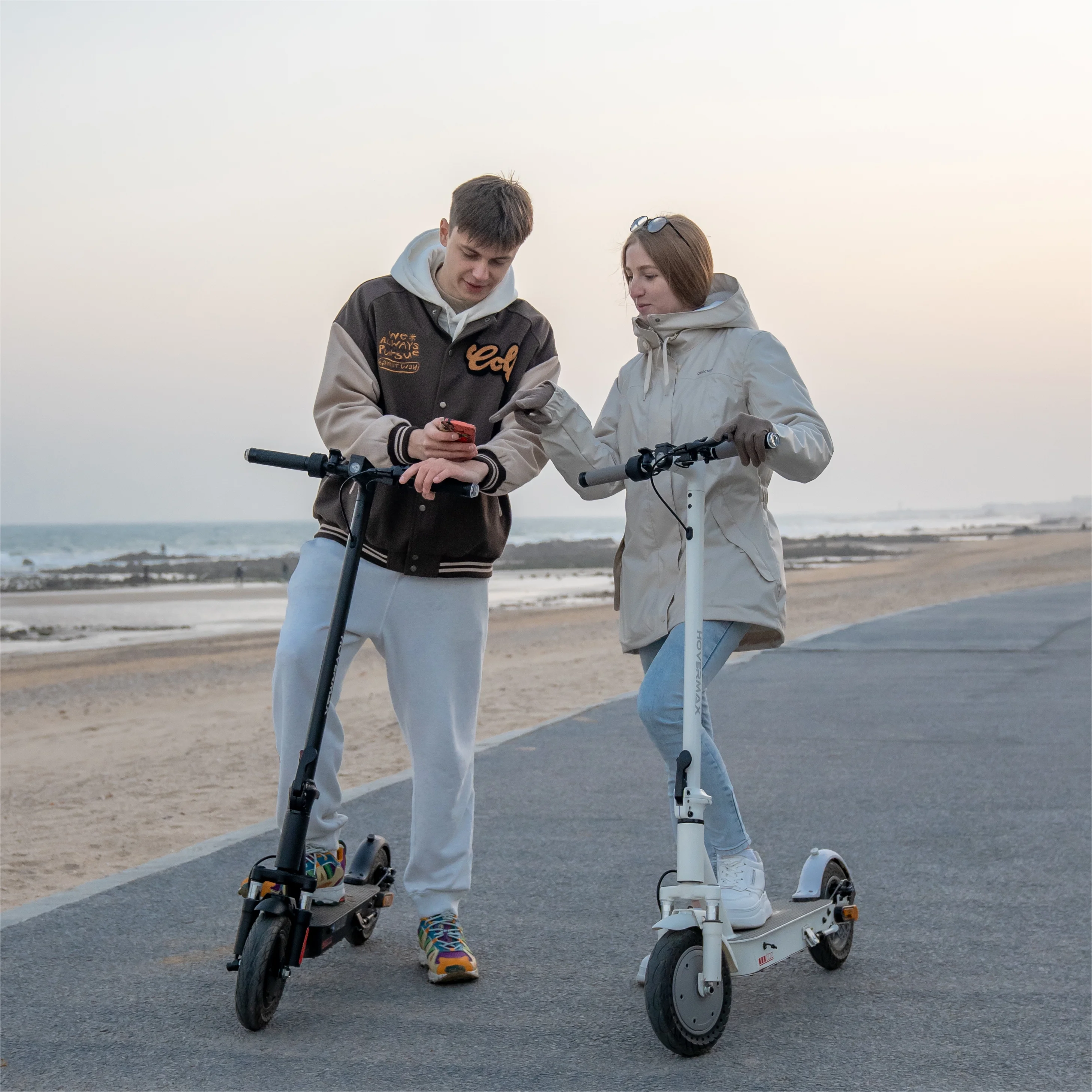 HOVERMAX H10K Pro Electric Scooter, 500W Motor 19MPH Top Speed 22 Miles Long Range, 10'' Solid Tires Folding Electric Scooter for Adult Commute - Womvr