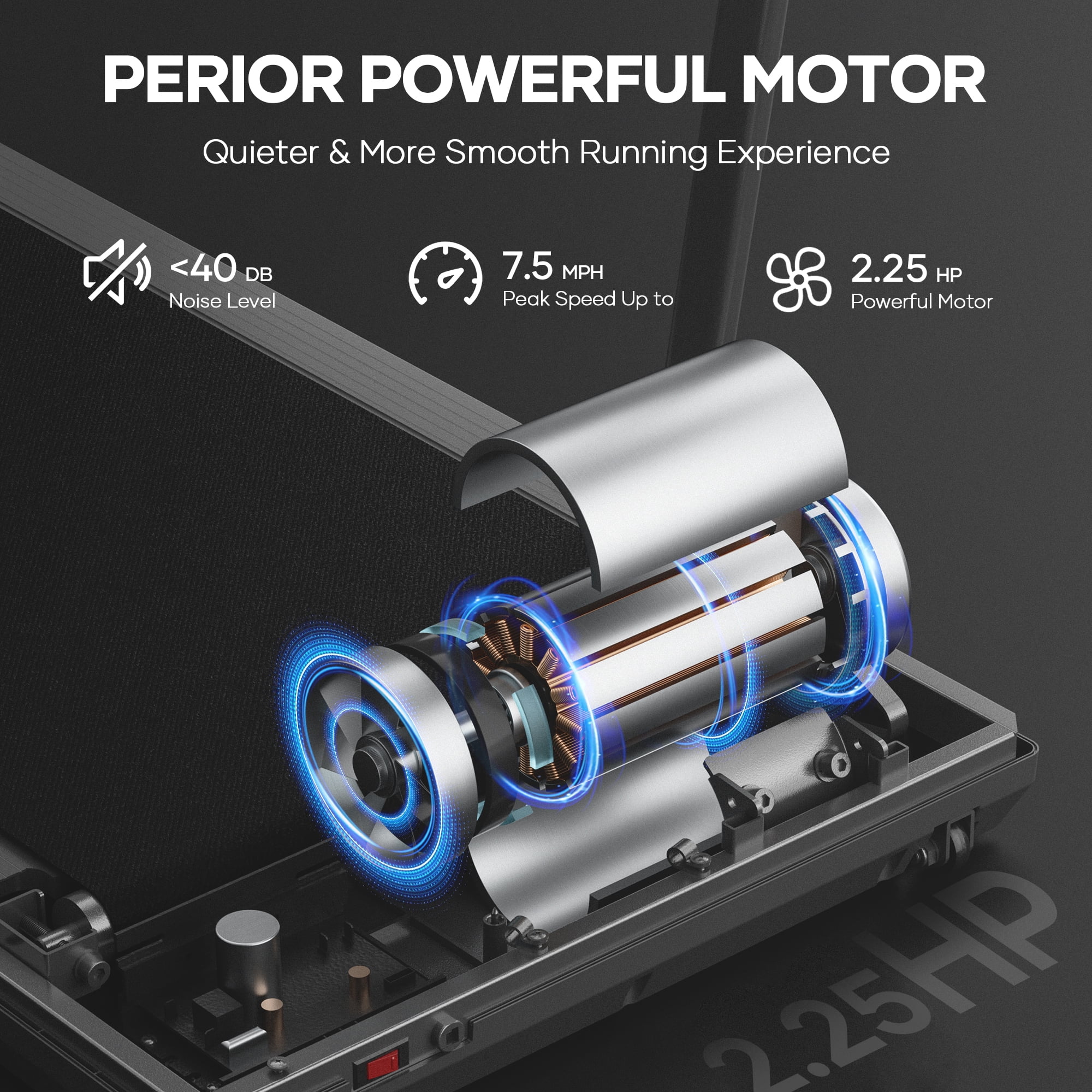 Treadmill 2 in 1 Walking Pad Treadmill Folding 7.5 MPH Running Under Desk Treadmill with Remote Control and LED Display for Home Office Use - Womvr