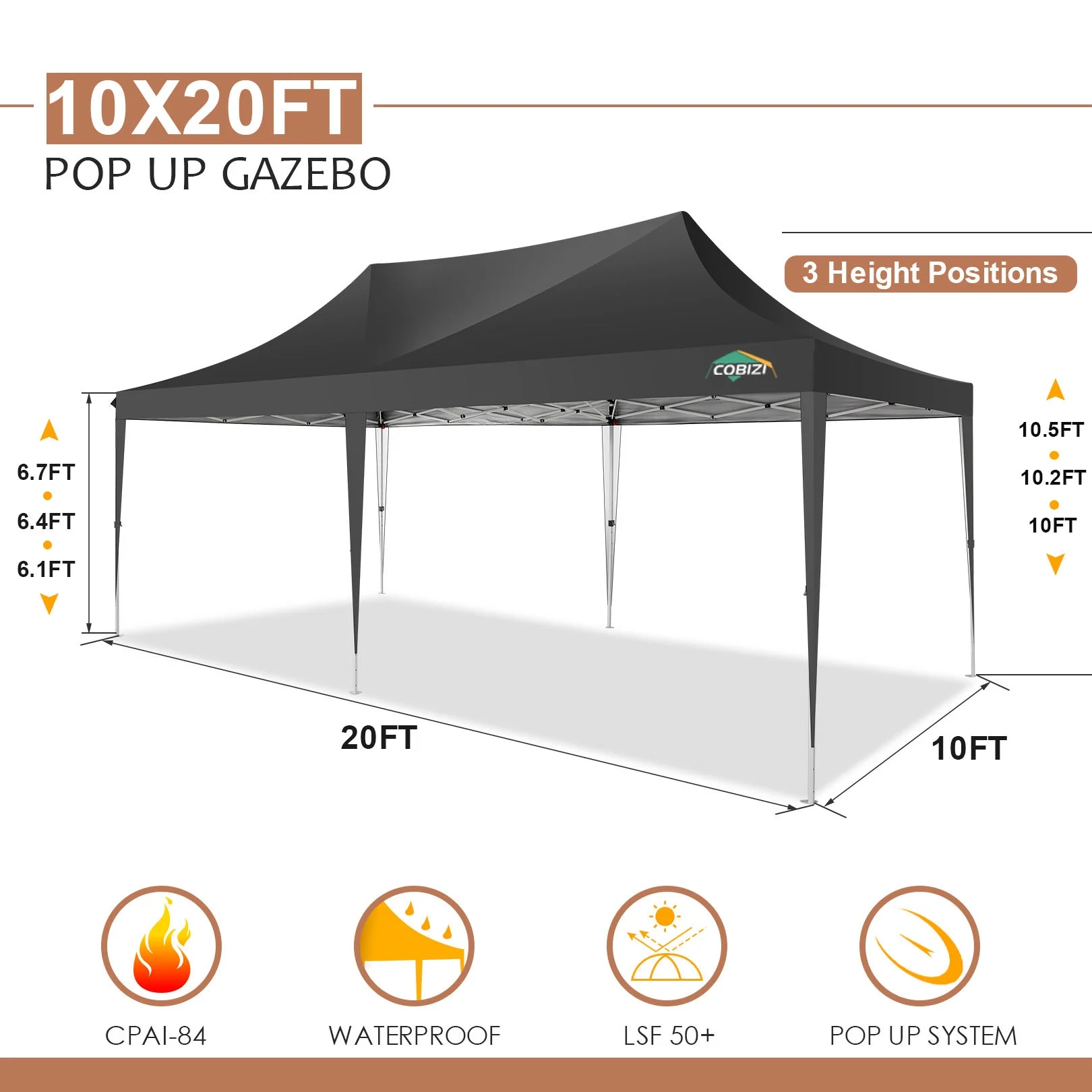 SANOPY 10' x 20' Outdoor Canopy Tent EZ Pop up Canopy Party Tent Outdoor Event Instant Tent Gazebo with 6 Removable Sidewalls & Carry Bag for Camping Wedding Picnic(Blue) - Womvr