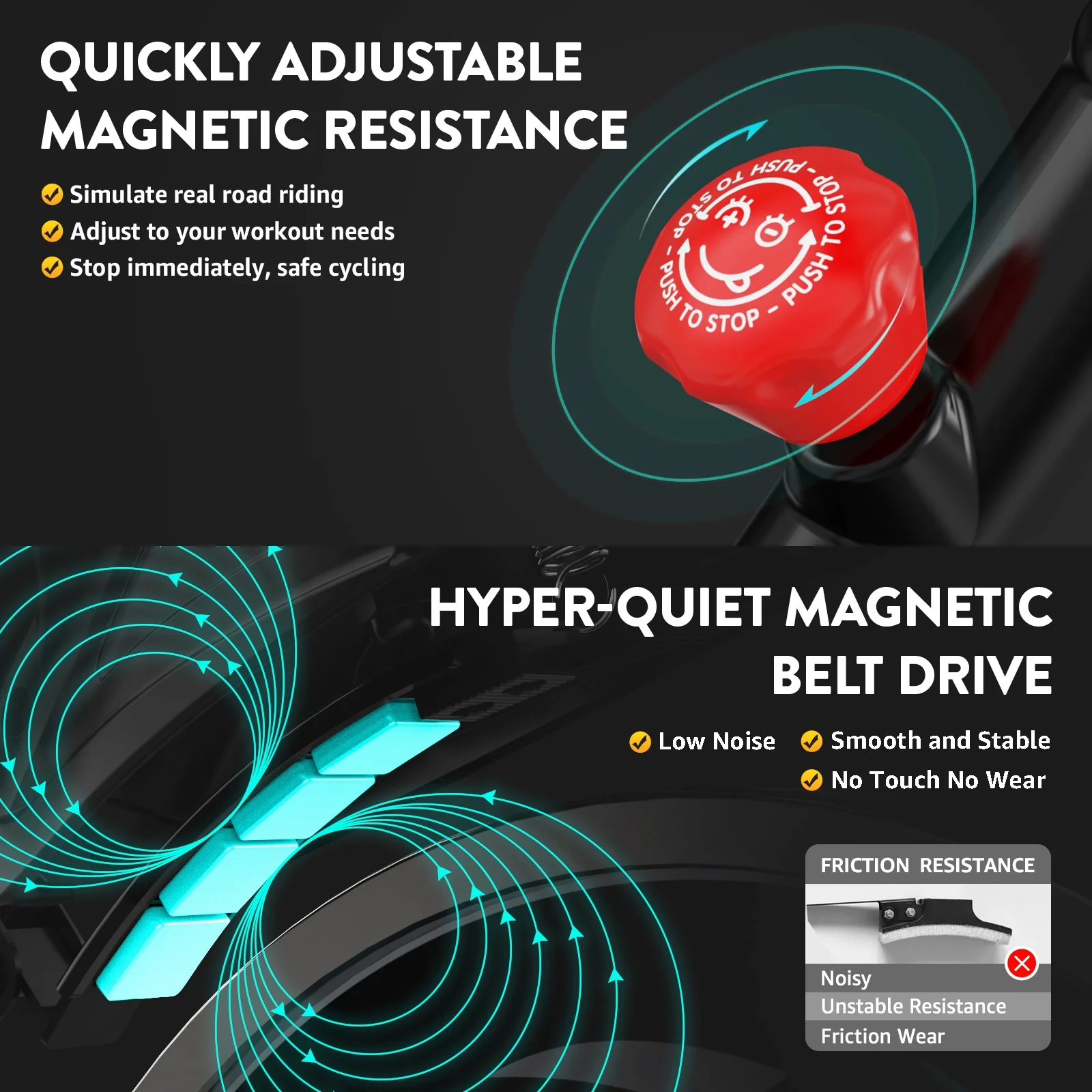 Pooboo Indoor Cycling Bike Magnetic Stationary Exercise Bikes Home Cardio Workout Bicycle Machine 350lb Flywheel Weight 40lbs - Womvr