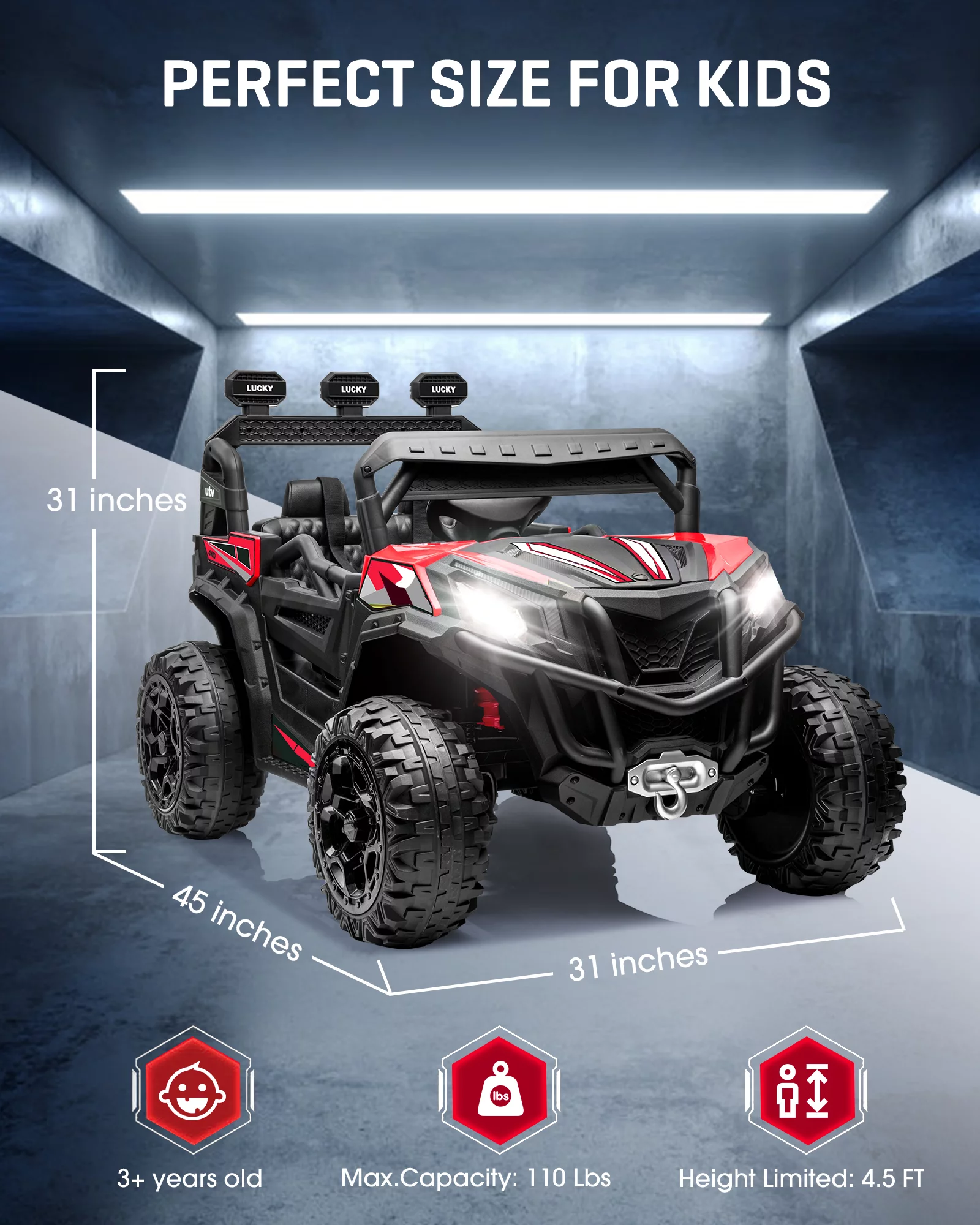 TOKTOO 24V Ride on Car, 4WD Powered Ride on UTV with Remote Control & Trunk Storage Space,  1 Seater Kid Car for Boys Girls -Blue - Womvr