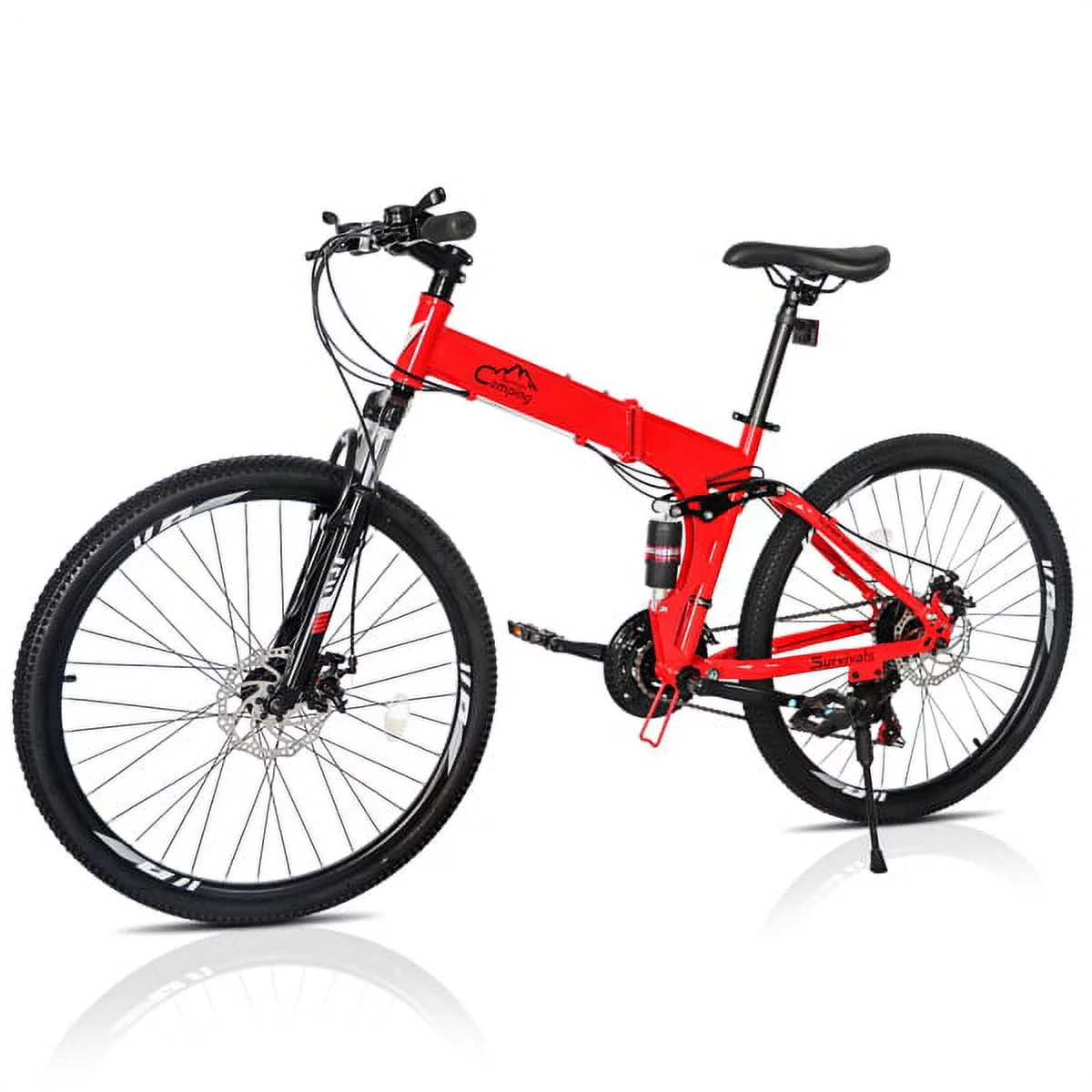 Fithood CamPingSurvivals 26in Land Rover Shimano TX30 High Carbon Steel 100kg 21 Speed ​​Red Black Mountain Bike - Womvr