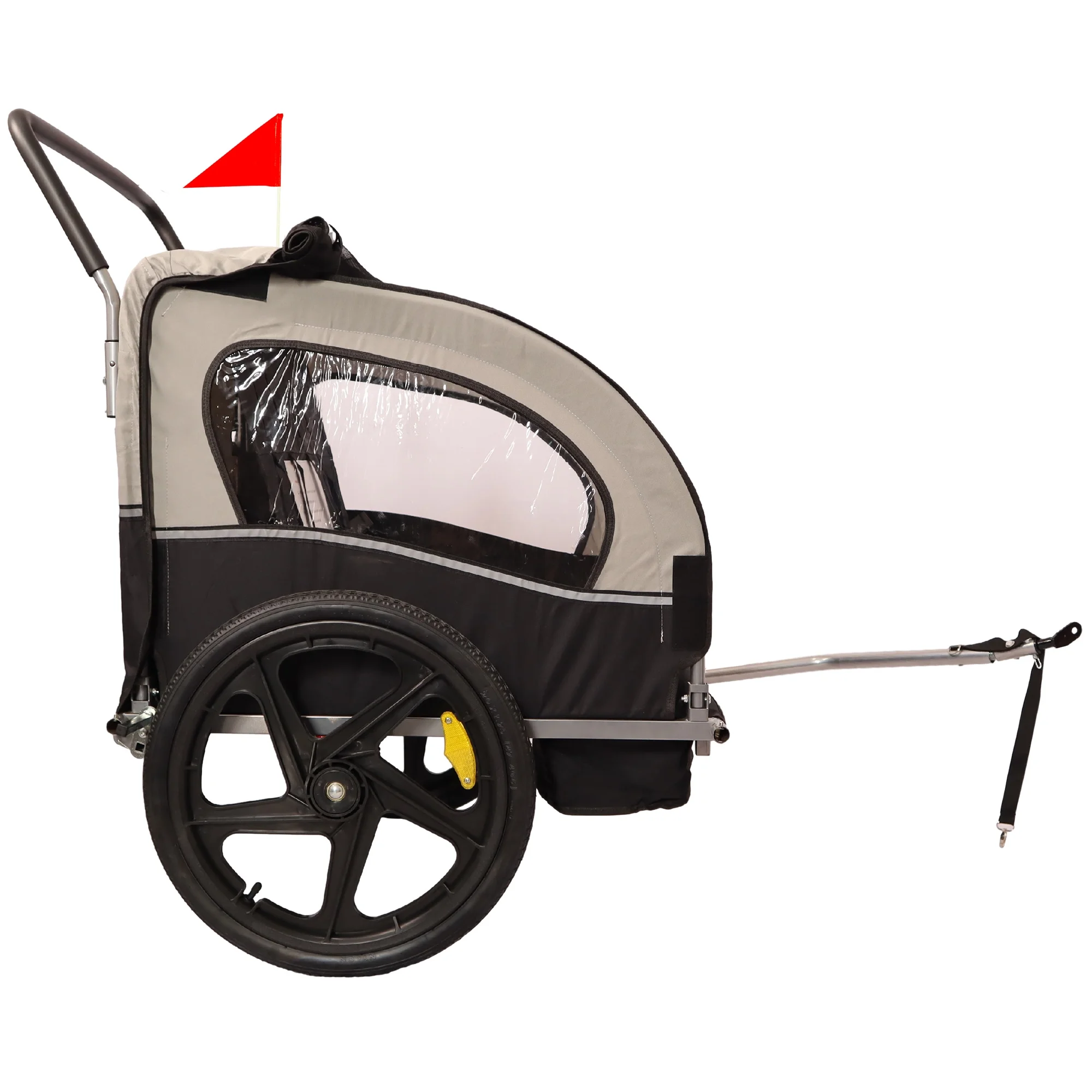 Immere Bike Trailer 2-in-1 Double 2 Seat Jogger Stroller - Foldable Collapsible w/Pivot Front Wheel - Wagon for Kids, Dog Bike Trailer, Black Gray - Womvr