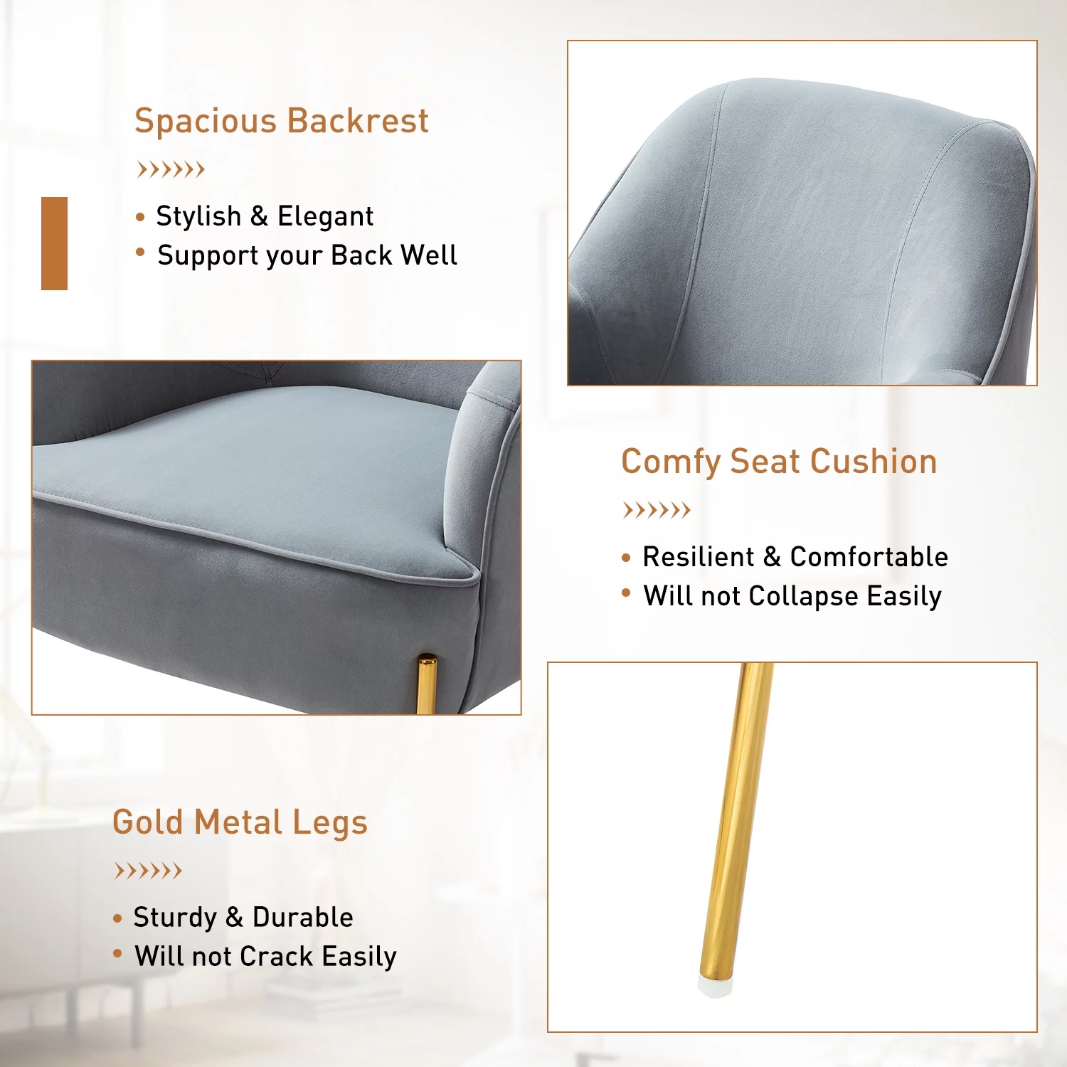 Velvet Upholstered Accent Chair Metal Legs Curved Backrest Lounge Home Armchair Bedroom Adult Pink - Womvr