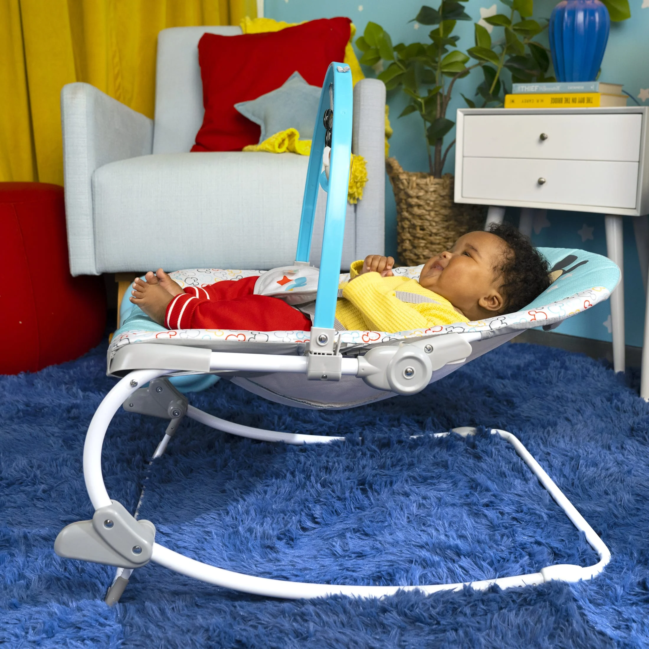 Disney Baby 2-in-1 Slip Resistant Vibrating Infant & Toddler Baby Rocker Chair, Mickey Mouse by Bright Starts - Womvr