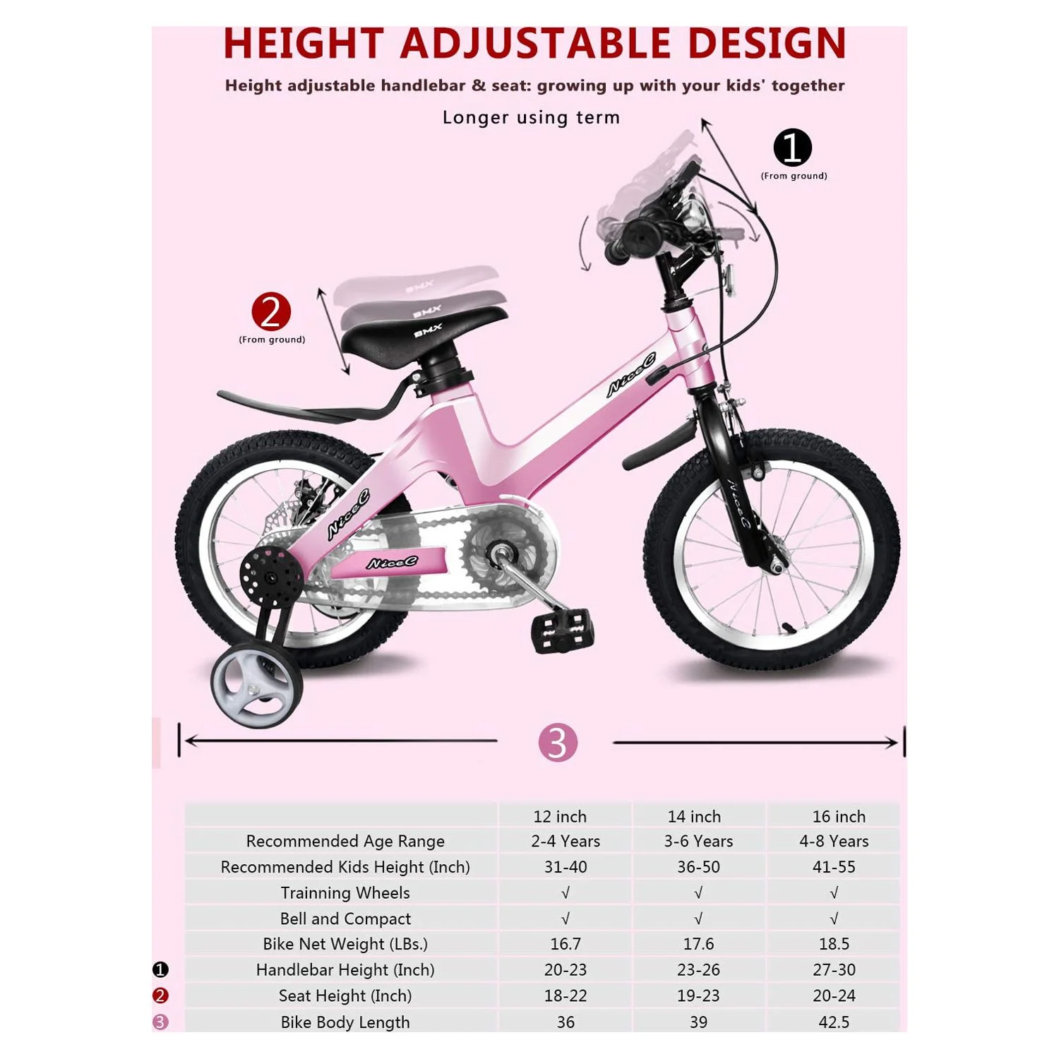 Nice C 12 In., BMX Kids Bicycle, Champagne - Womvr