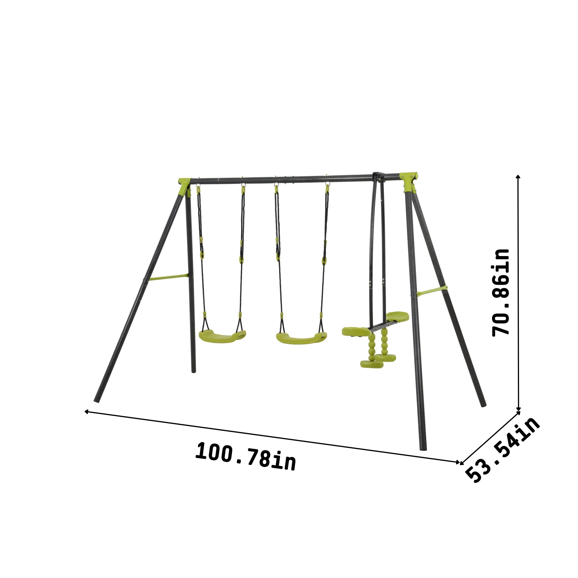 5 in 1 Metal Swing Set for Outside, Kids Backyard Swing Set with Swing Chair, Slide, Glider, Ground Nail, Outdoor Backyard Playground Swing Sets for 3-8 Year, Max Weight 700 lbs - Womvr