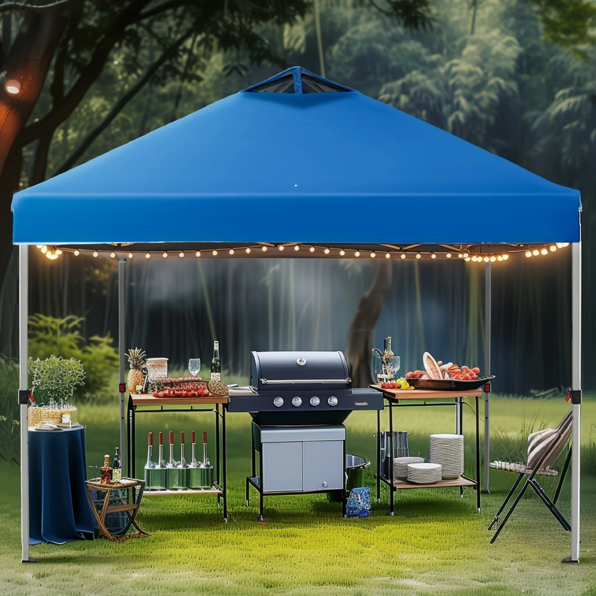 Alpha Joy 10'x 10' Pop up Canopy Tent Outdoor Event Instant Tent with Roller Bag, Blue - Womvr