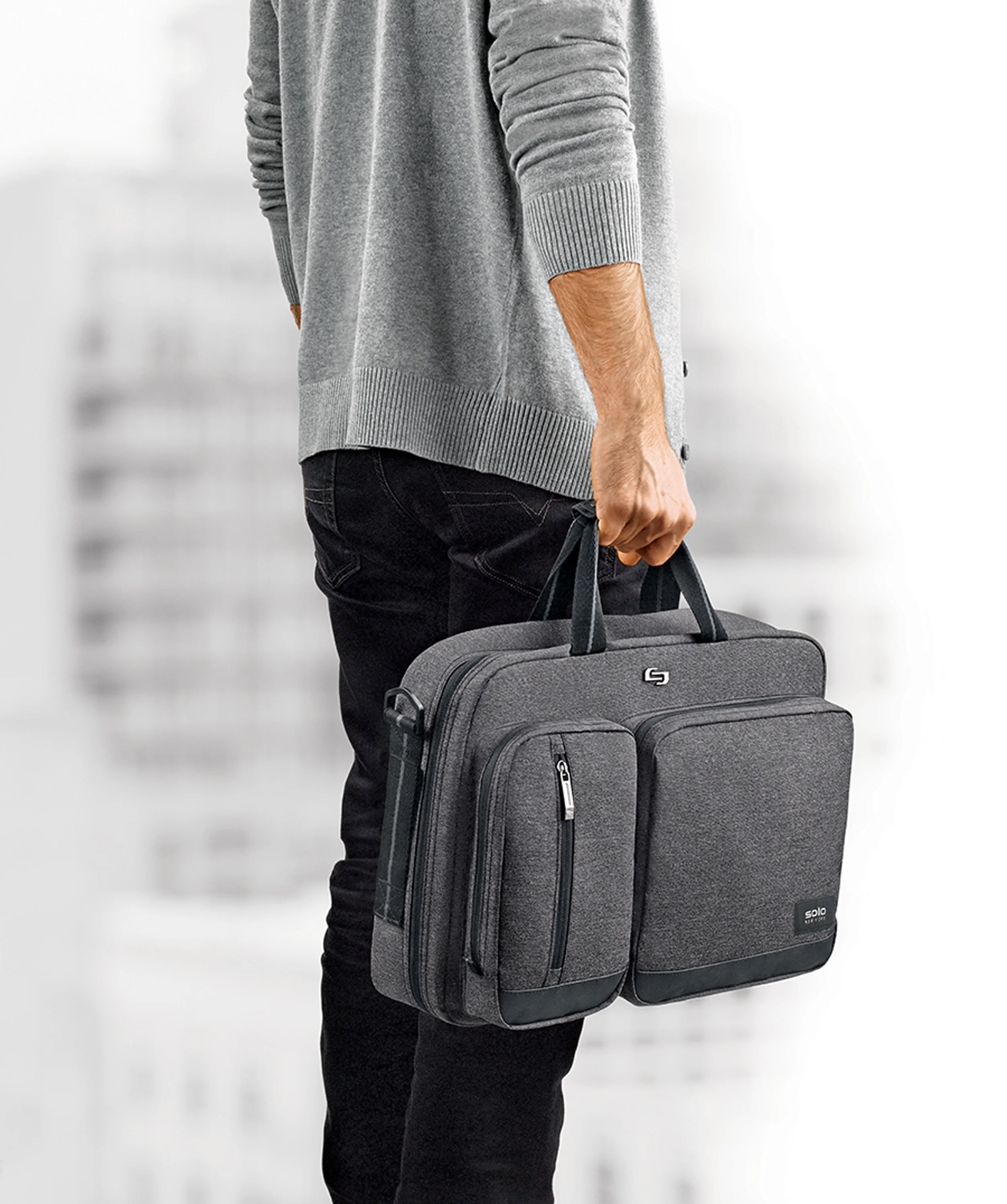 Solo New York Duane Hybrid Briefcase Backpack, Gray, Laptop Tote - Womvr