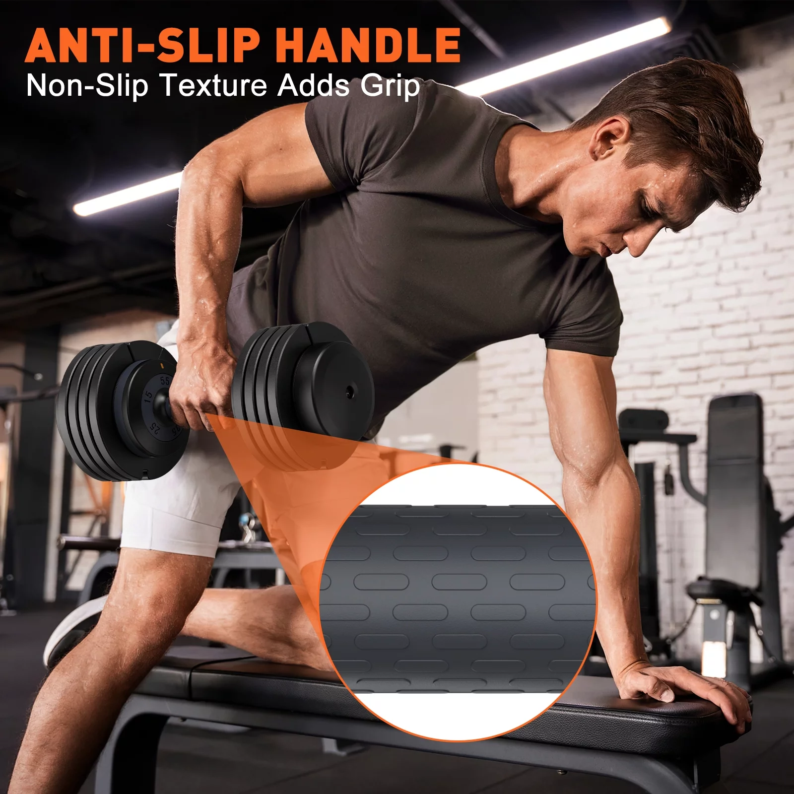 GIKPAL 110lb(505lb*2) Adjustable Dumbbells, 5-50lbs Dumbells Adjustable Free Weights Plates with Tray for Workout Strength Training Fitness Women / Men,Pair, Black - Womvr