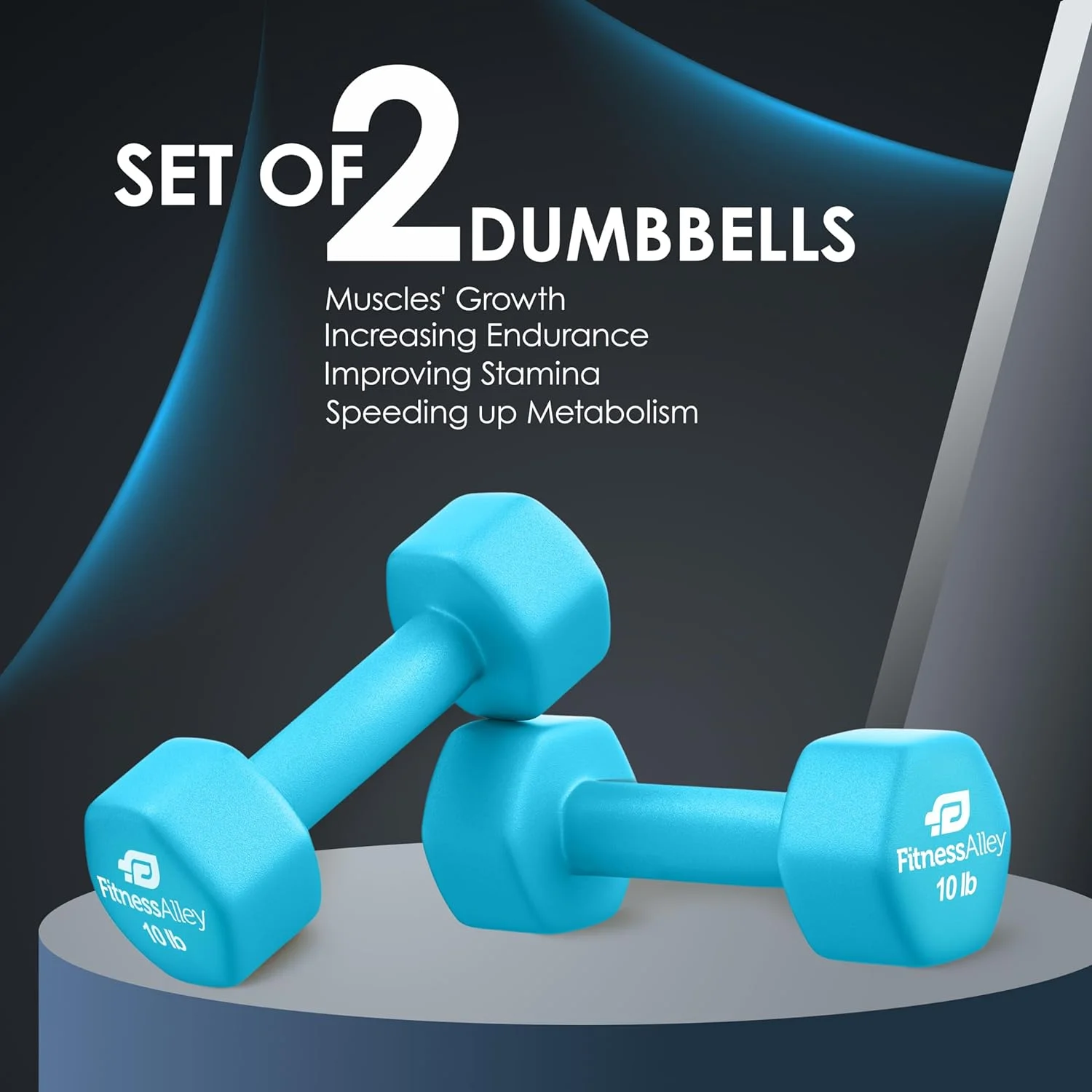 Fitness Alley Neoprene Coated Workout Dumbbells set of 2 �C Anti Roll, Non Slip with Smooth Grip Fitness & Exercise Dumbbells �C Hexagon Shaped Hand Weights (17.5 Pounds) - Womvr