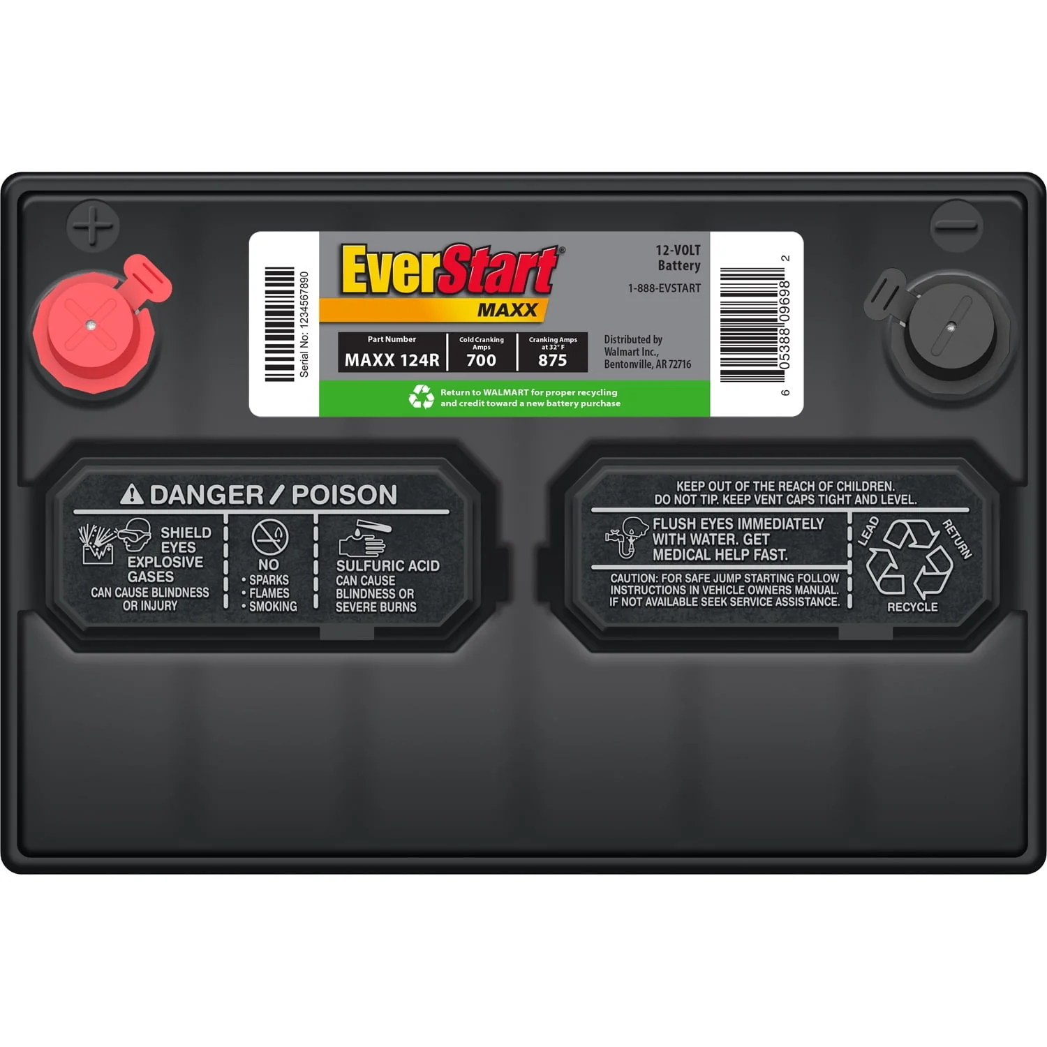 EverStart Maxx Lead Acid Automotive Battery, Group Size 124R 12 Volt, 700 CCA - Womvr