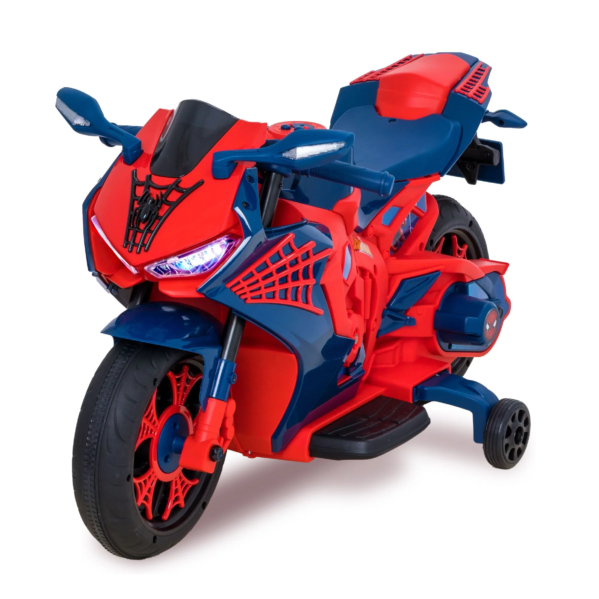 Spiderman 6V Motorcycle Ride On, for Kids, Ages 3+, Rechargeable Battery, up to 65lbs - Womvr