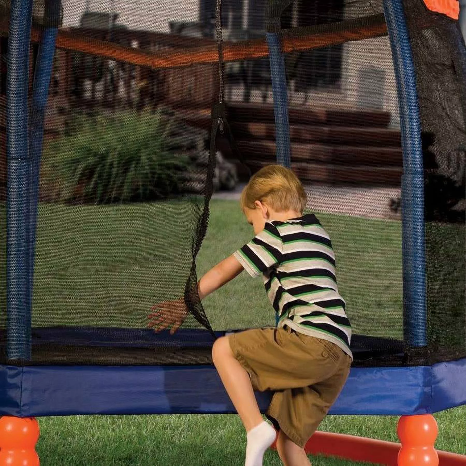 Little Tikes 7-Foot Trampoline, with Enclosure, Blue/Orange - Womvr
