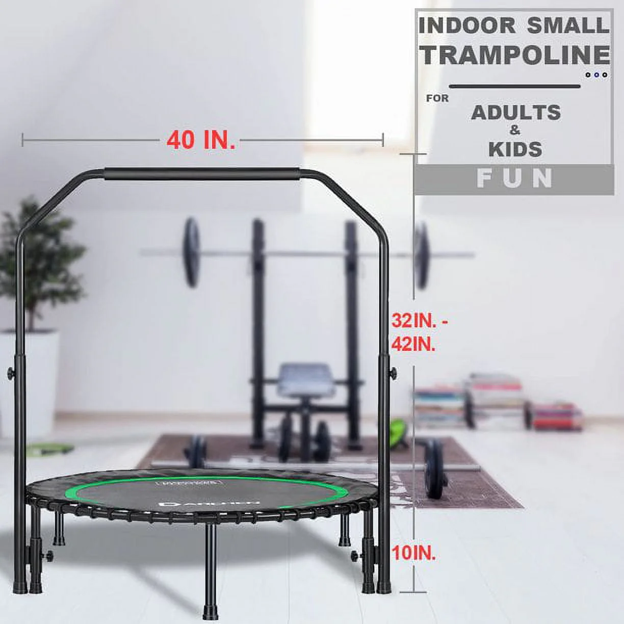 Darchen 450 lbs Mini Trampoline for Adults, Indoor Small Rebounder Exercise Trampoline for Workout Fitness for Quiet and Safely Cushioned Bounce, 40 Inch - Womvr