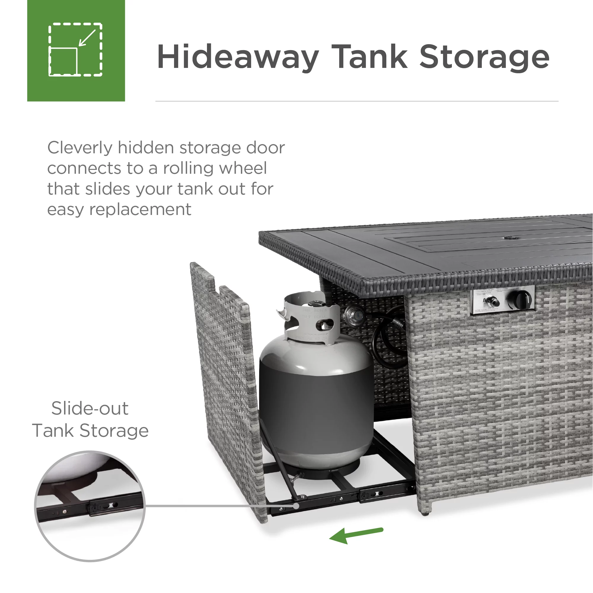 Best Choice Products 52in Wicker Propane Gas Fire Pit Table 50,000 BTU w/ Glass Wind Guard, Tank Holder, Cover - Gray - Womvr