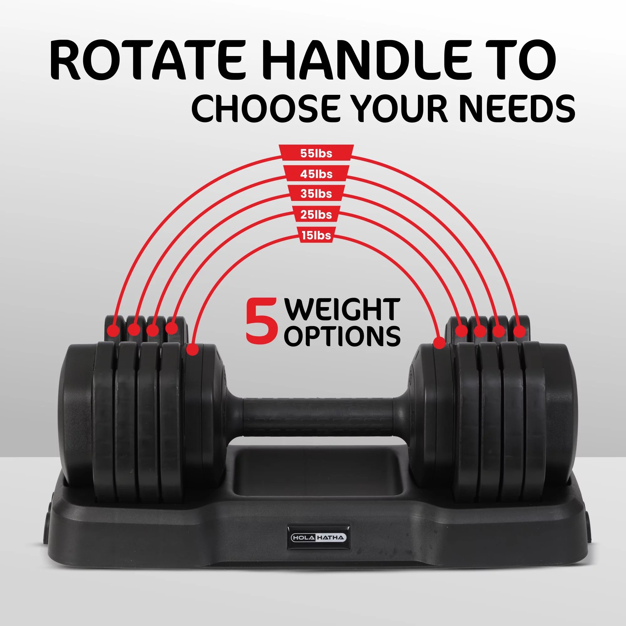 HolaHatha 5-in-1 Adjustable Dumbbell Home Workout Equipment (2 Pack) - Womvr