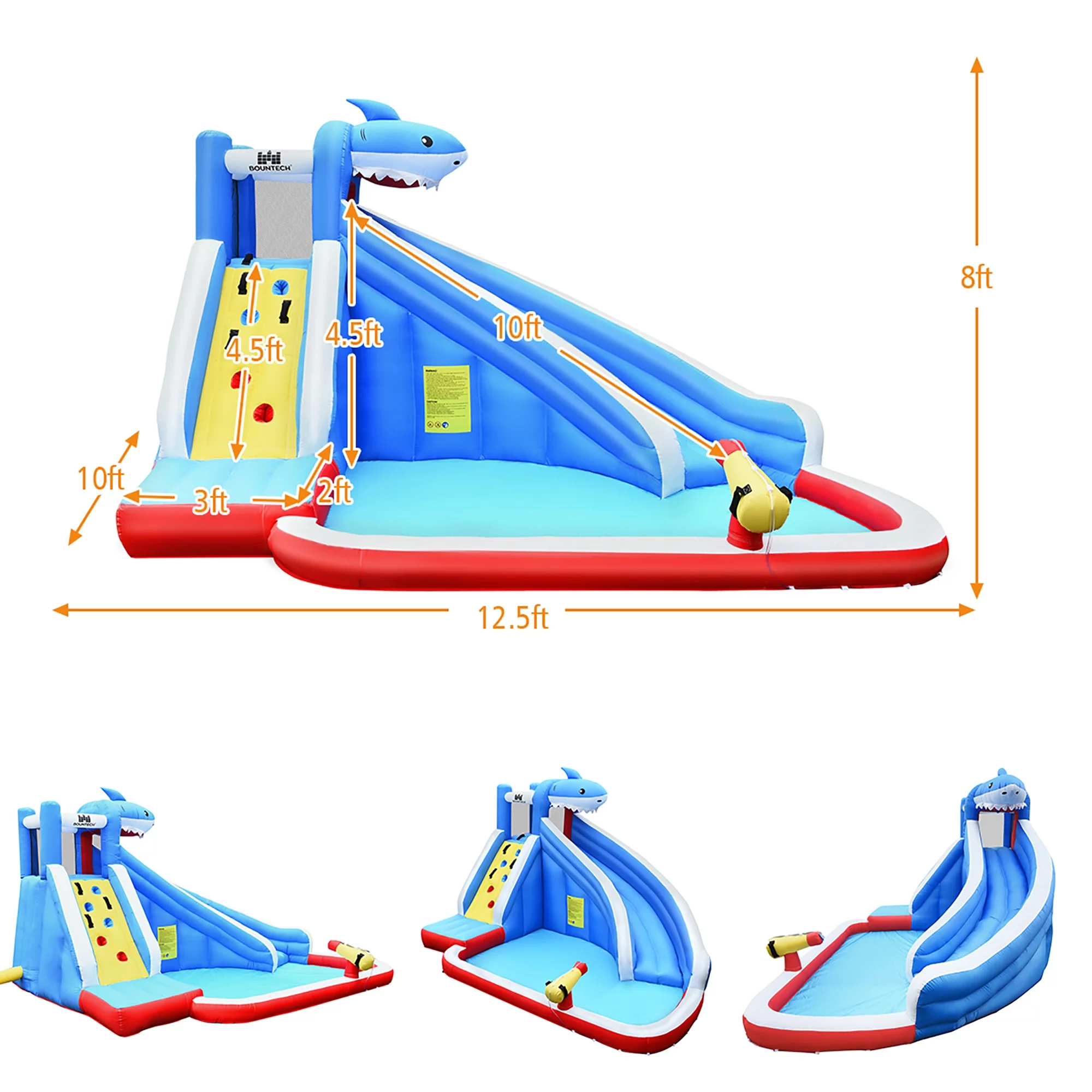Costway Inflatable Water Slide Animal Shaped Bounce House Castle Splash Water Pool W/750W Blower - Womvr