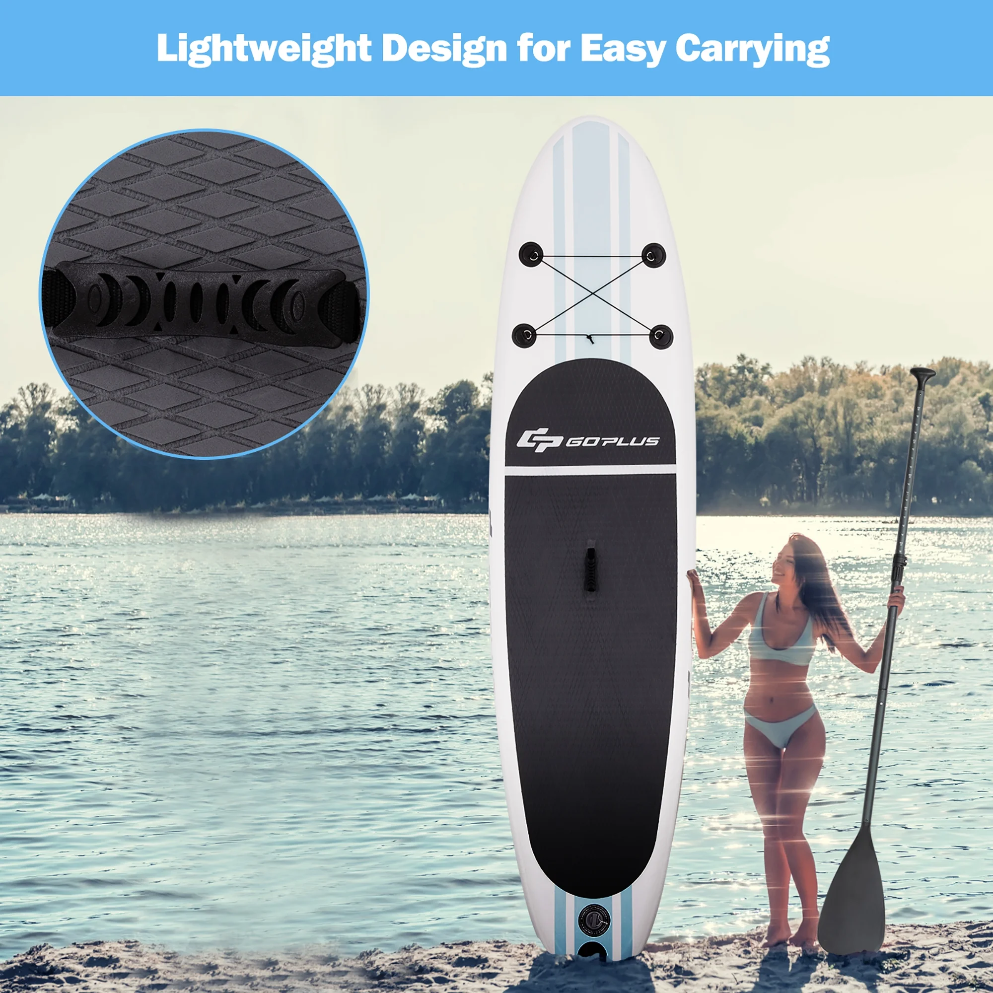 Goplus 10' Inflatable Stand Up Paddle Board SUP W/Paddle Pump Waterproof Bag - Womvr