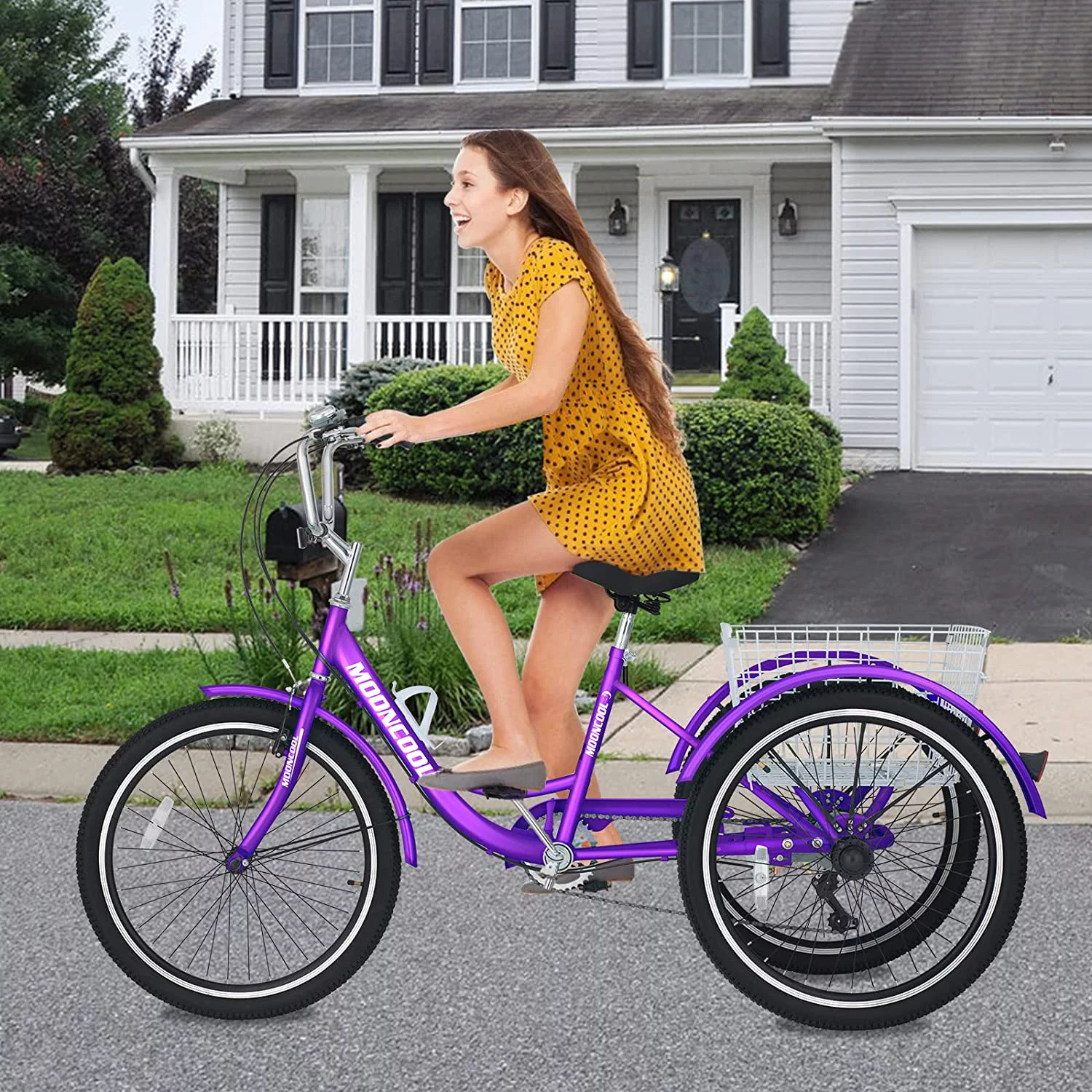 Docred Adult Tricycle 7 Speed 24 Inch Three Wheel Bike Cruiser Trike for Men/Women/Seniors - Womvr