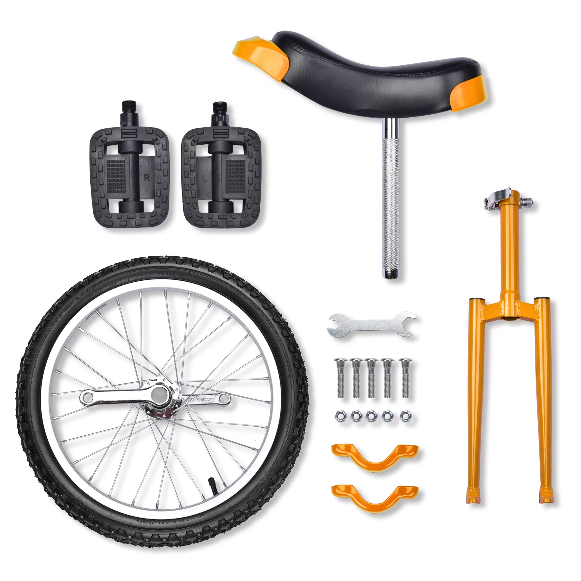 Yescom 18 In Wheel Outdoor Unicycle Skid-proof Tire Fitness Bicycle Balance Training for Adults Teenagers Kids, Silver - Womvr