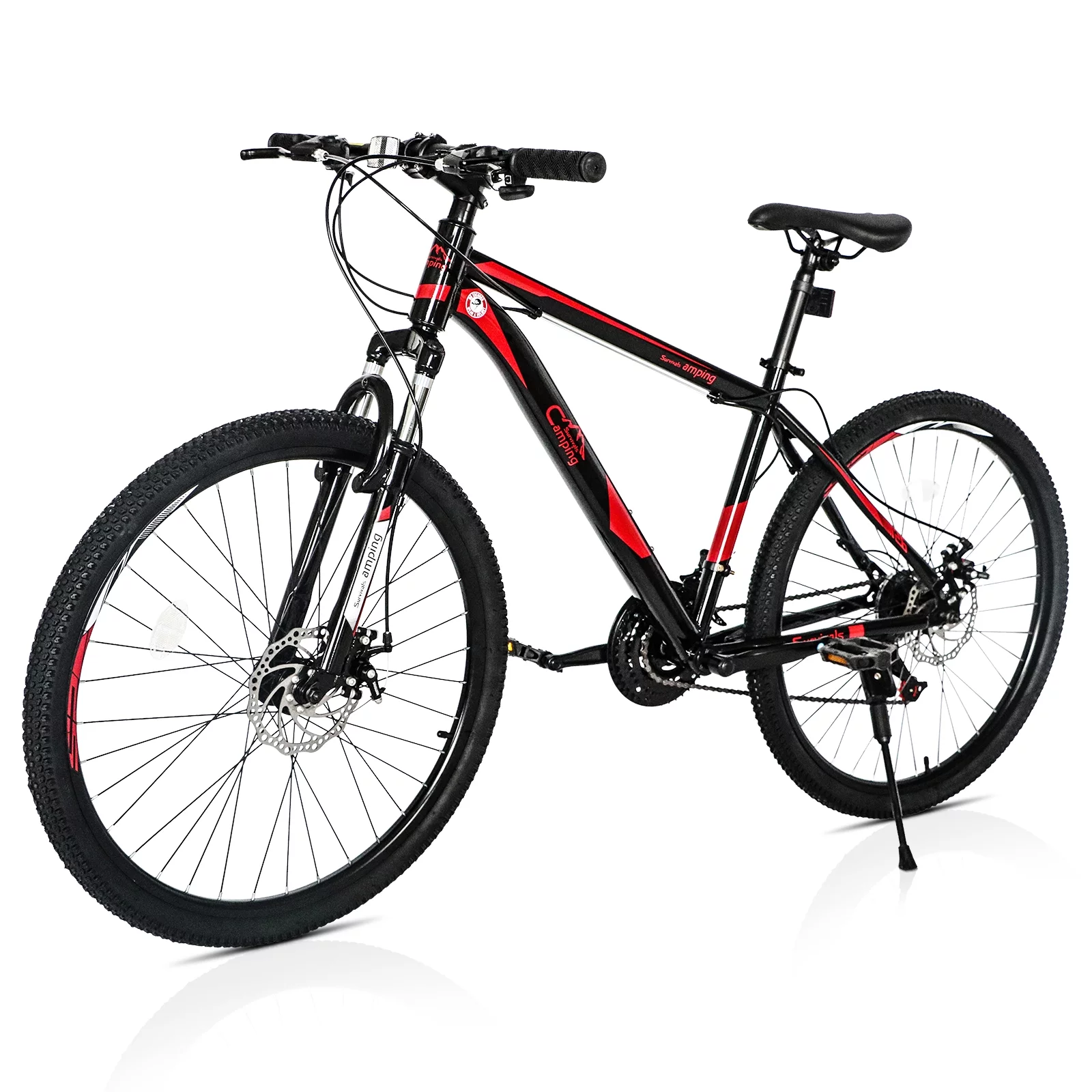 Campingsurvivals Mountain Bike, with 21 Speeds, 26-inch Wheels & Disc Brakes, Black/Red - Womvr