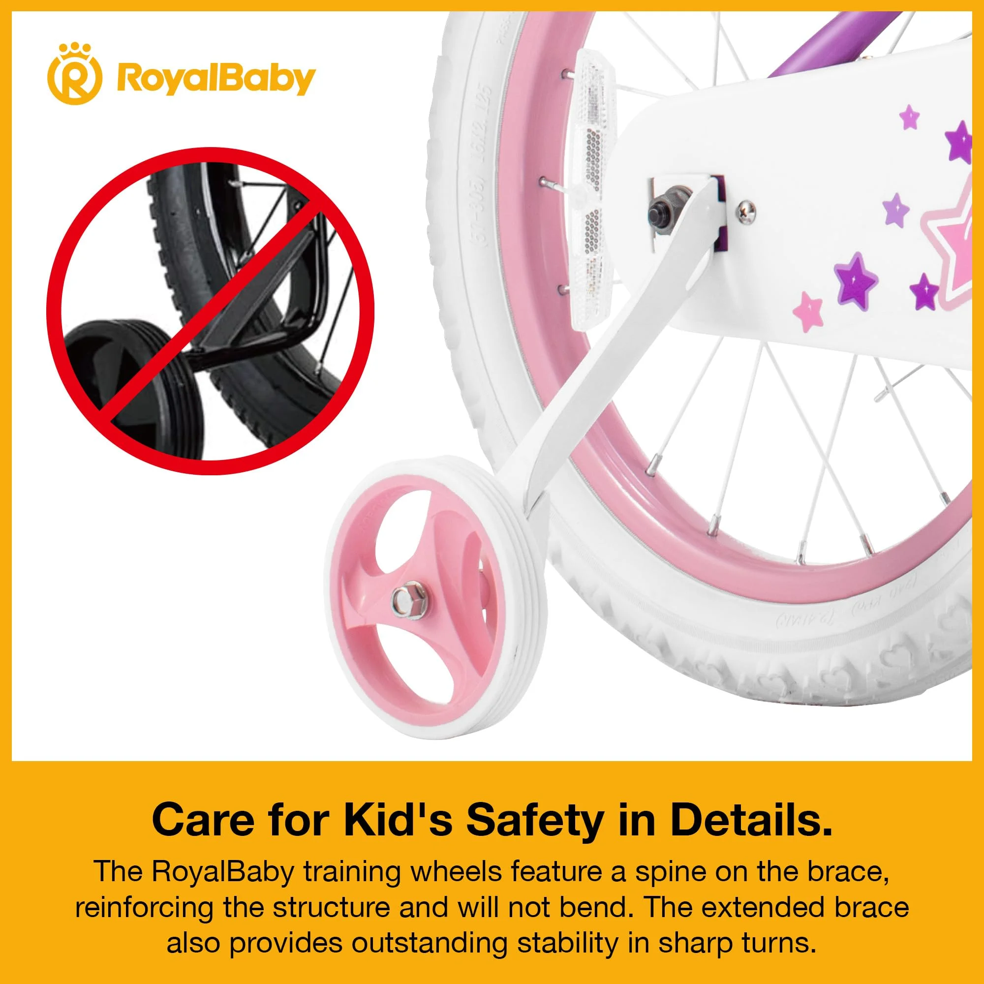 Royalbaby Girls Kids Bike Star girl 14 In Bicycle Basket Training Wheels Blue Child's Cycle - Womvr