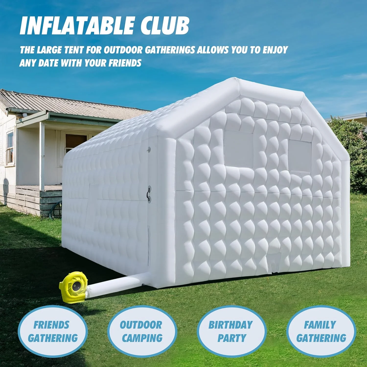 WARSUN Large Black Inflatable Night Club 30x20x13Ft Inflatable Party Tent with Logo Area Disco Cube Gazebo Event House - Womvr