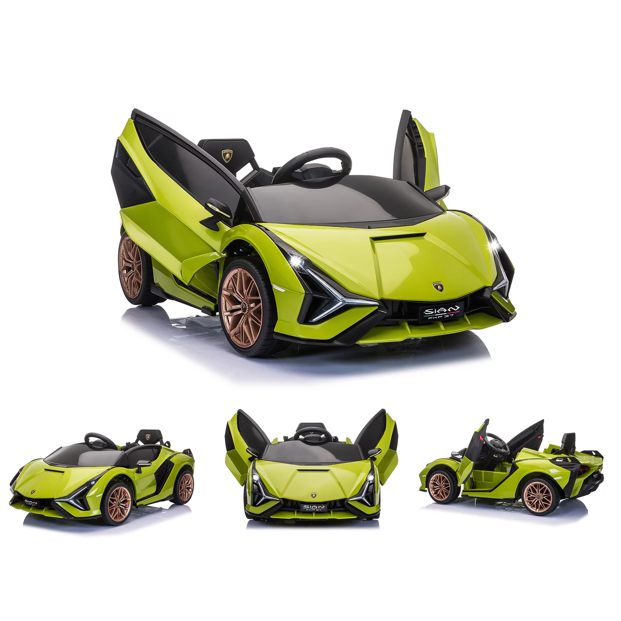TOBBI 24V Lamborghini STO Licensed Kids Ride on Drift Car Gray Electric Car W/Remote Control LED Lights, up to 10 mph - Womvr