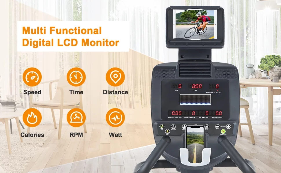 RUNOW Commercial Recumbent Exercise Bike LCD Screen Display 20 Levels of Resistance 400 lb Weight Capacity and 33 lb Flywheel - Womvr