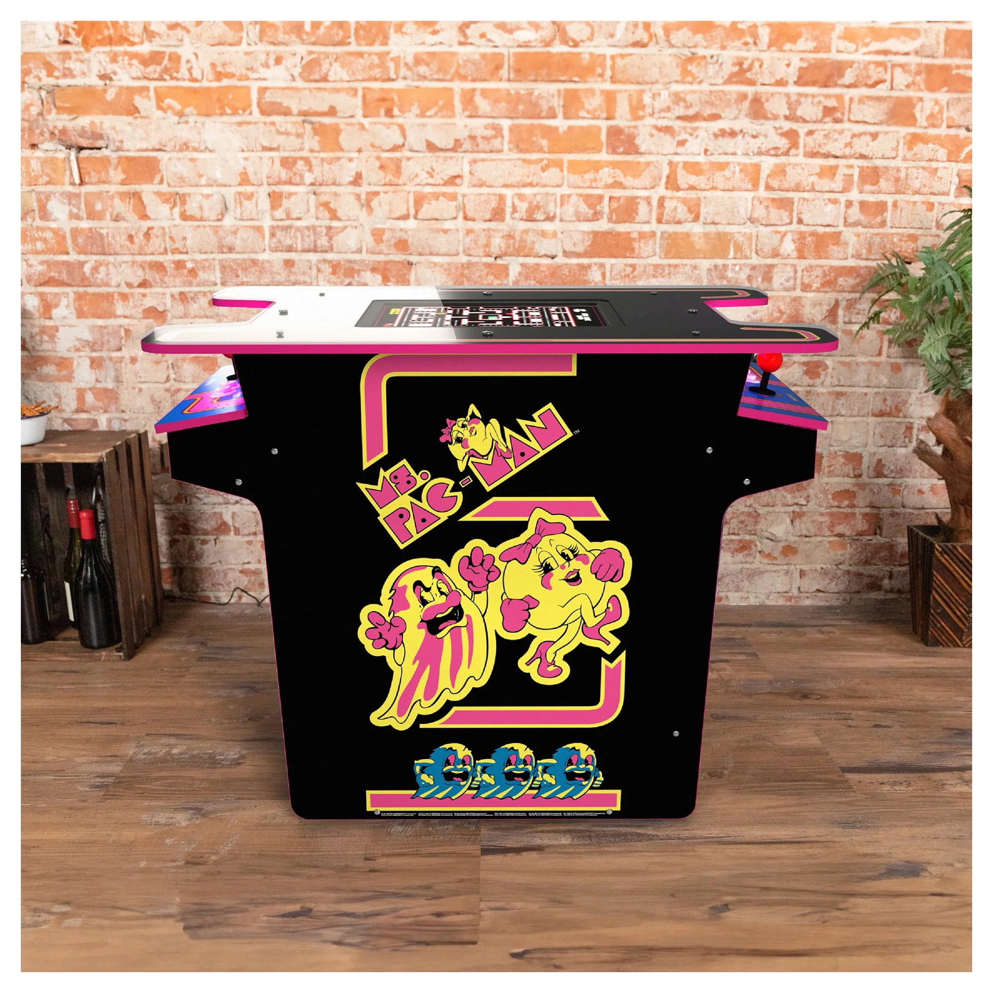 Arcade1UP Ms. PAC-MAN Head-to-Head Arcade Table with 12 Games in 1, Black - Womvr