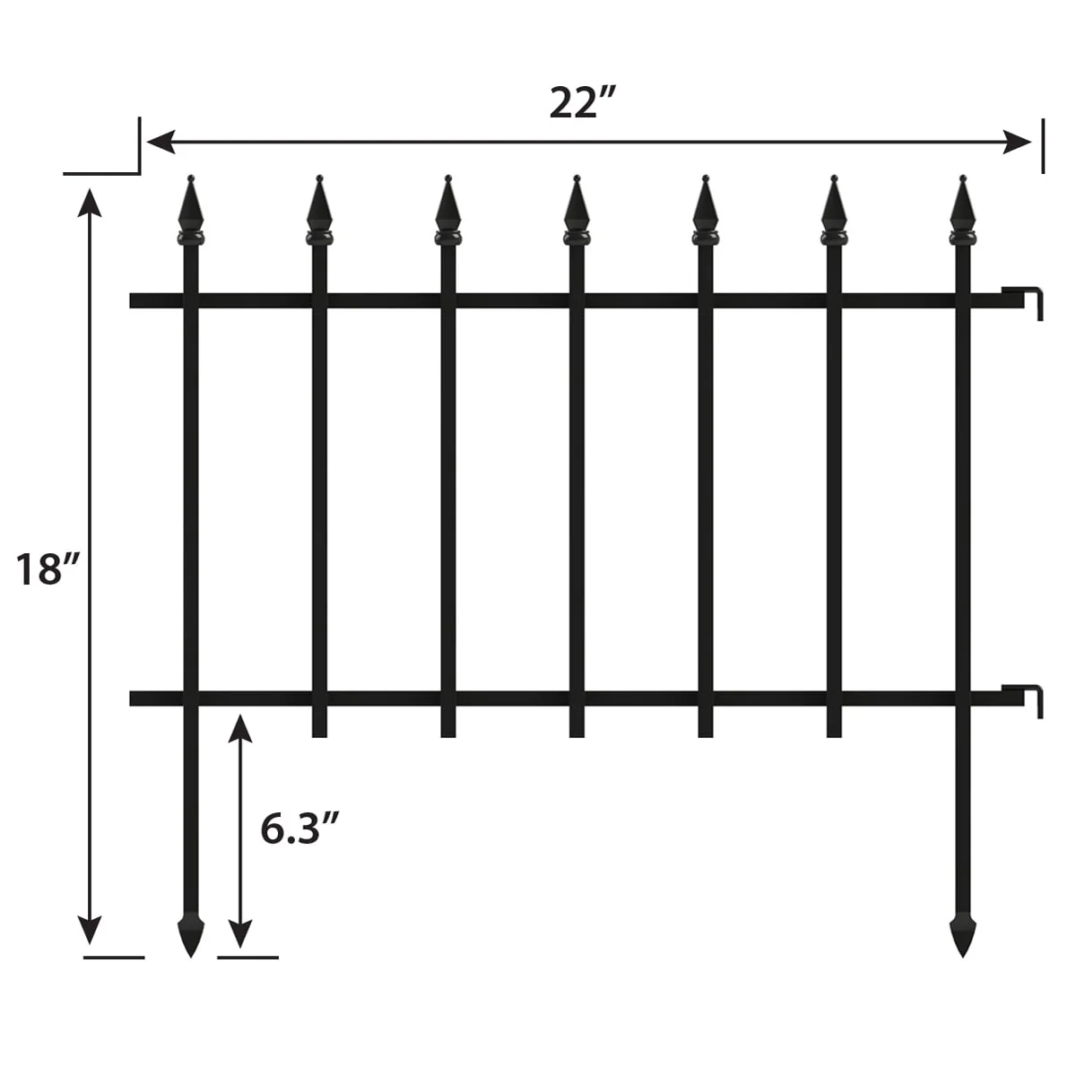 Expert Gardener Empire Black Powder Coated Steel Garden Border 22.5 inches W x 18 inches H - Womvr