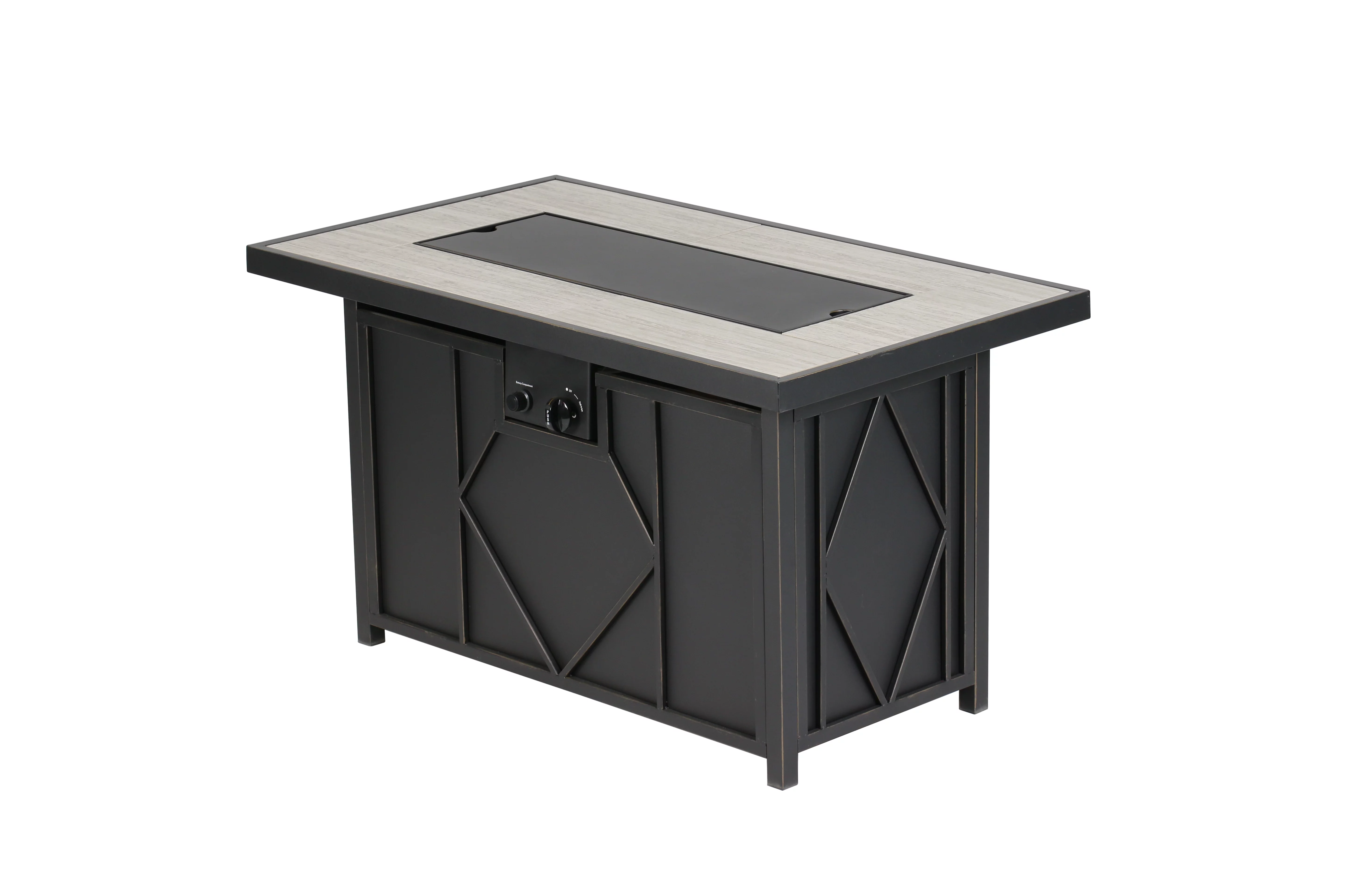 BALI OUTDOORS 42 in. 60,000BTU Fire Pit Propane Gas Fire Pit Table Rectangular Tabletop - Womvr