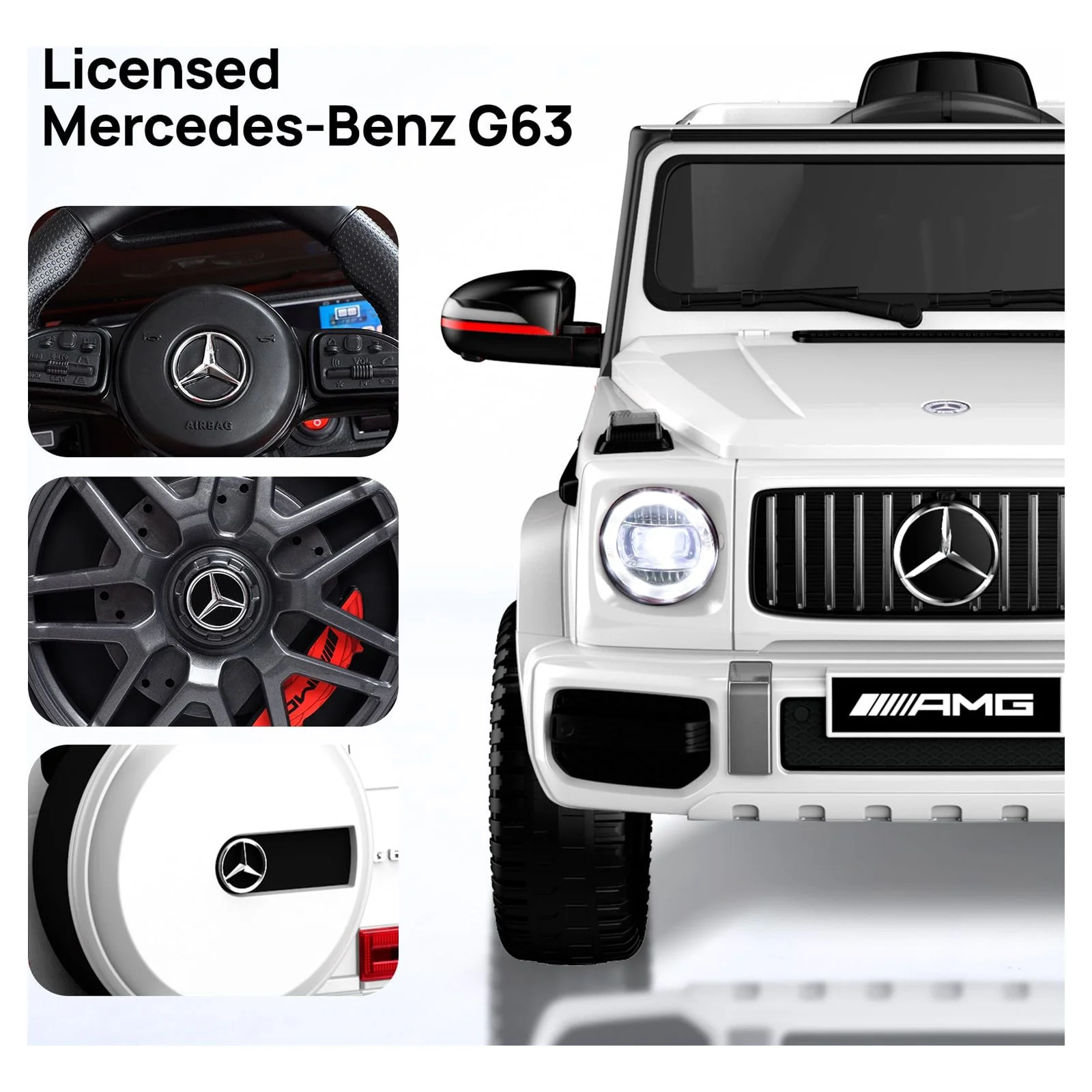 12Volt 1 Seater Mercedes-Benz G63 Licensed Powered Ride on Toy with Remote Control, Gift for Kids Aged 2~4 Years -Red - Womvr