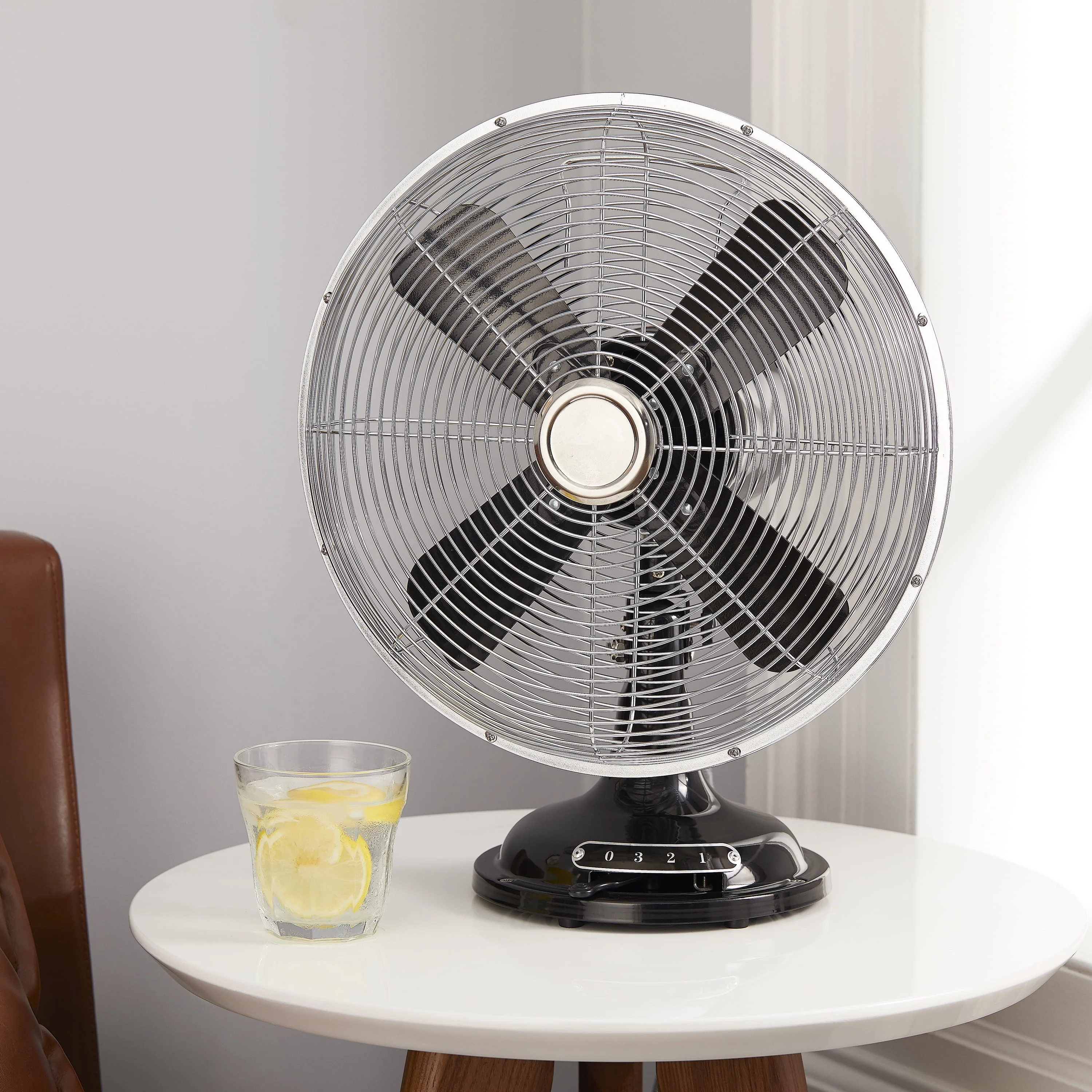 Better Homes & Gardens New 12 inch Retro 3-Speed Metal Tilted-Head Oscillation Table Fan Gold - Womvr
