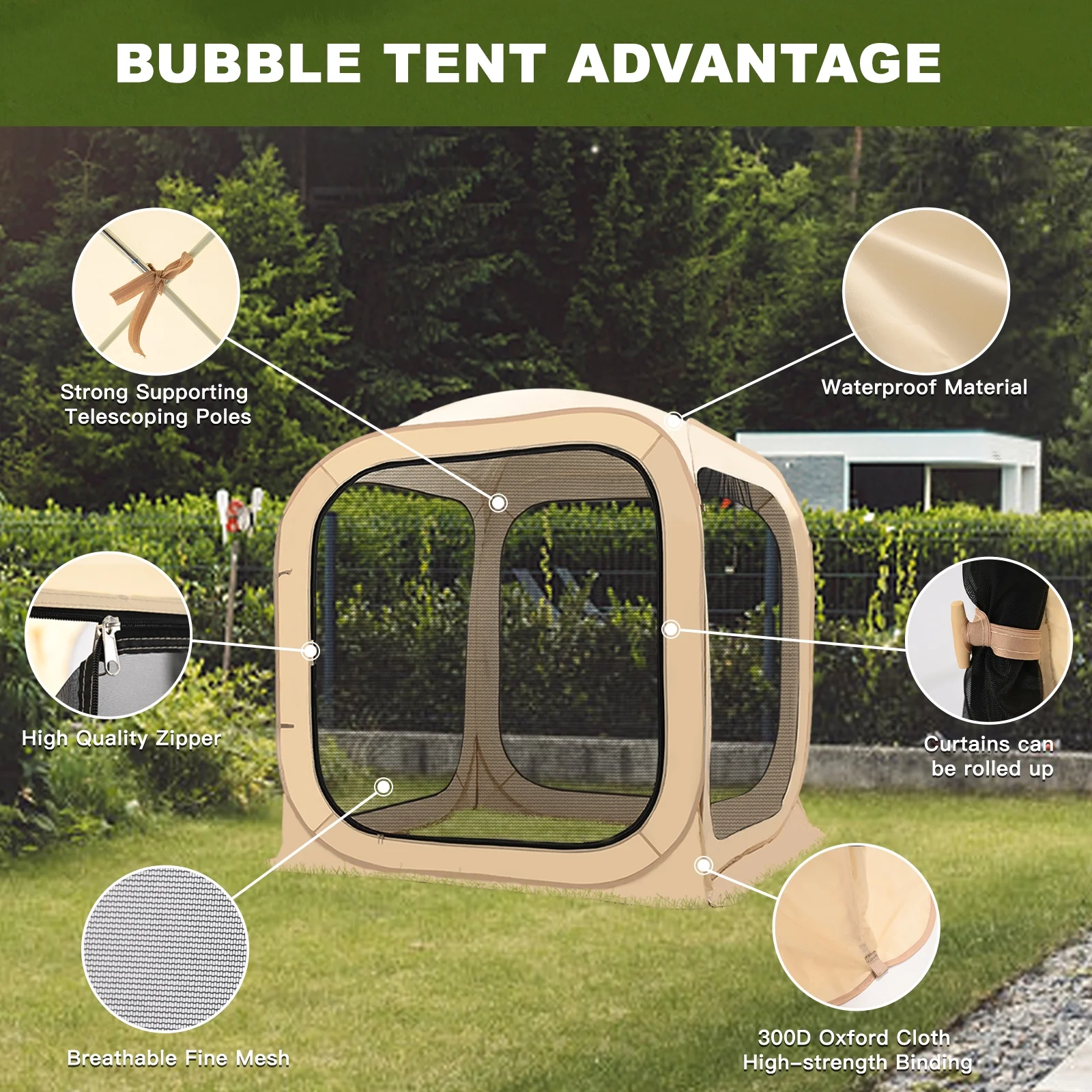 NAIZEA Instant Pop-Up Sports Mesh Tent, Outdoor Screen House Tent - Womvr