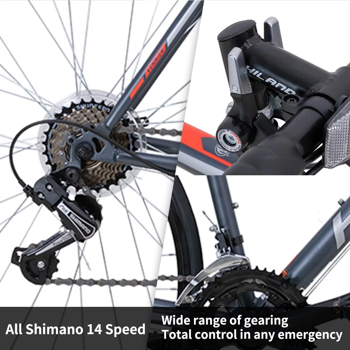 Hiland Road Bike Hybrid Bike Aluminum Frame 700C 14 speeds with V-Brakes - Womvr