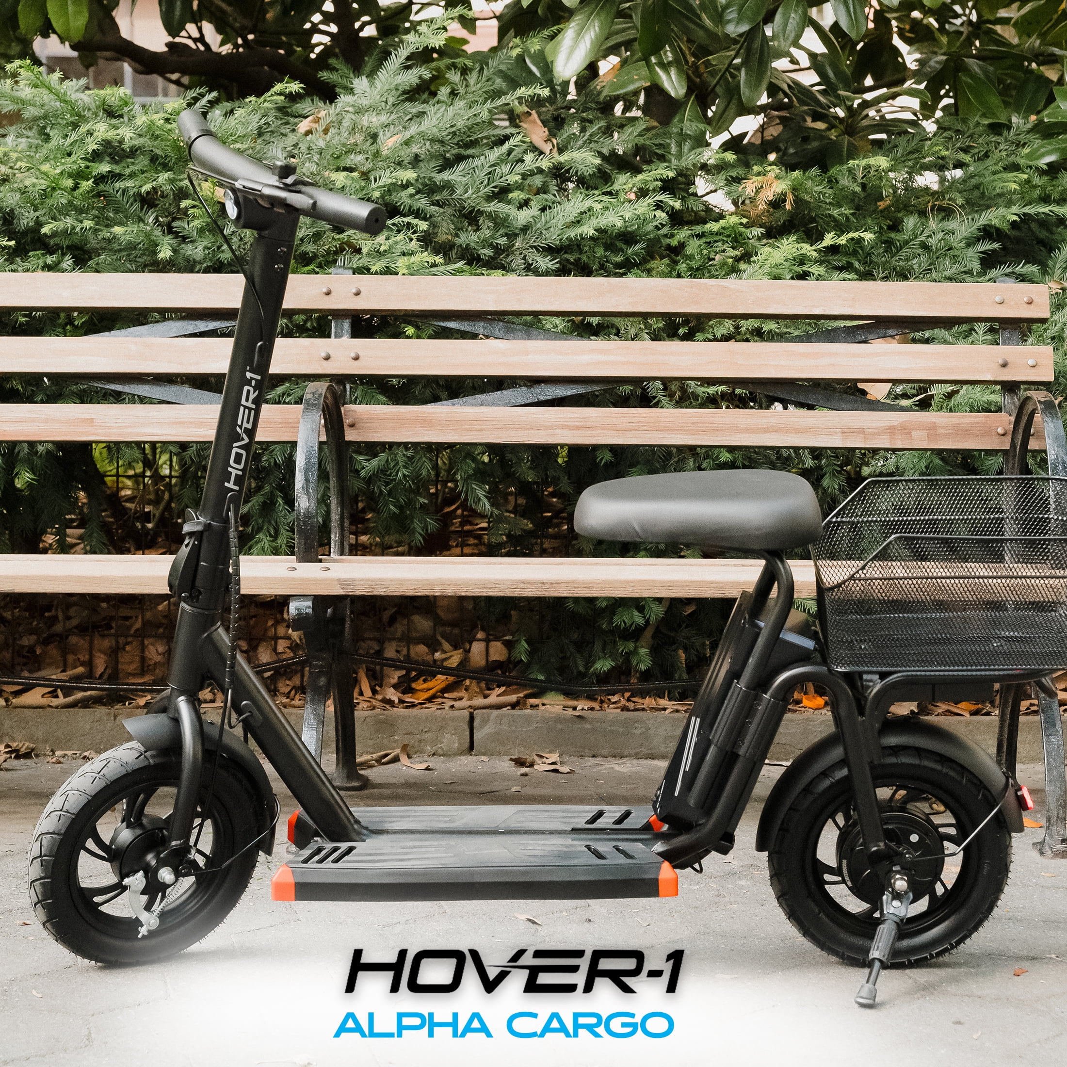 Hover-1 Alpha Cargo Electric Scooter for Teens, 16 mph Max Speed, UL 2272 Certified, Black - Womvr