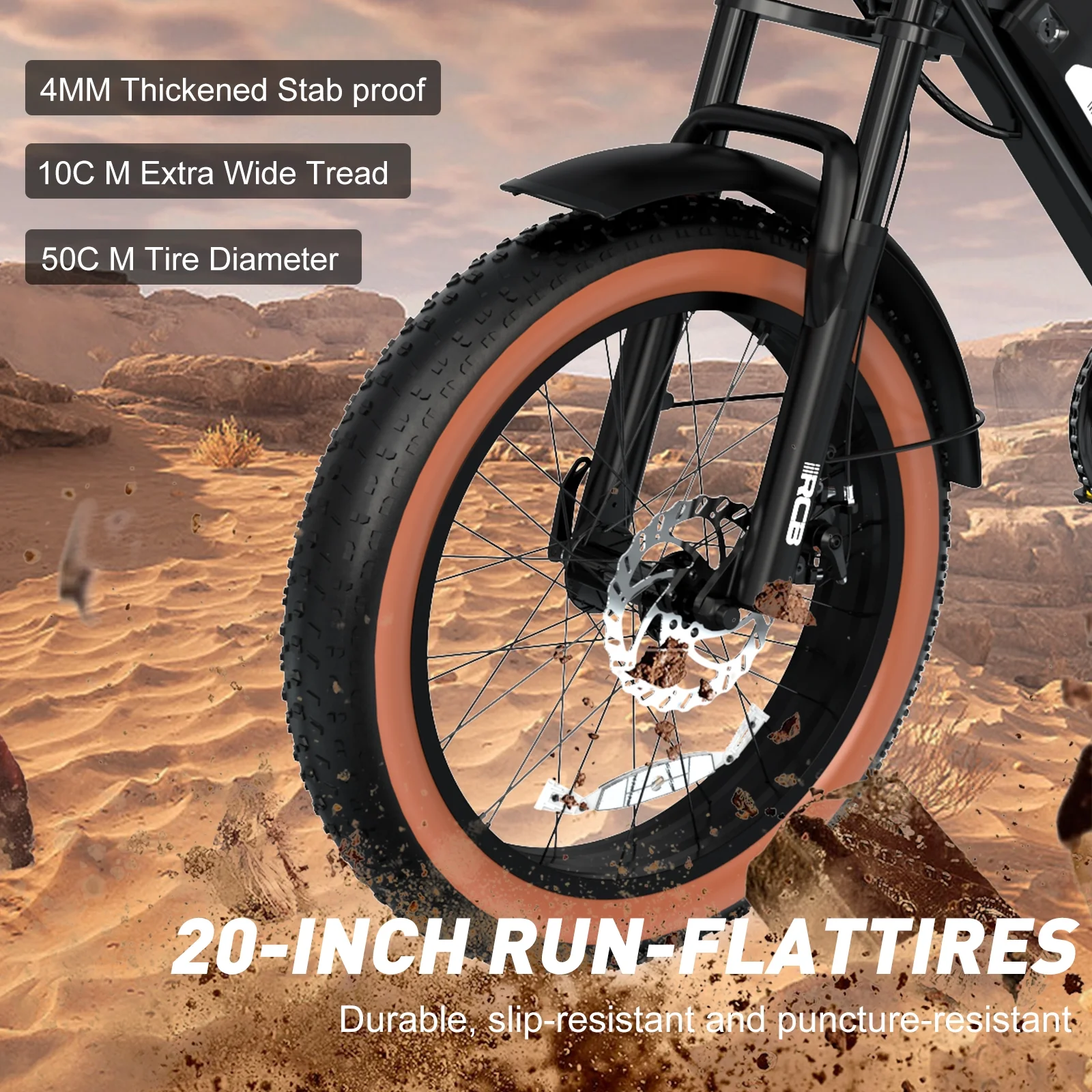 RCB 750W Electric Bike for Adults, 48V 15Ah Removable Li-Ion Battery, 20