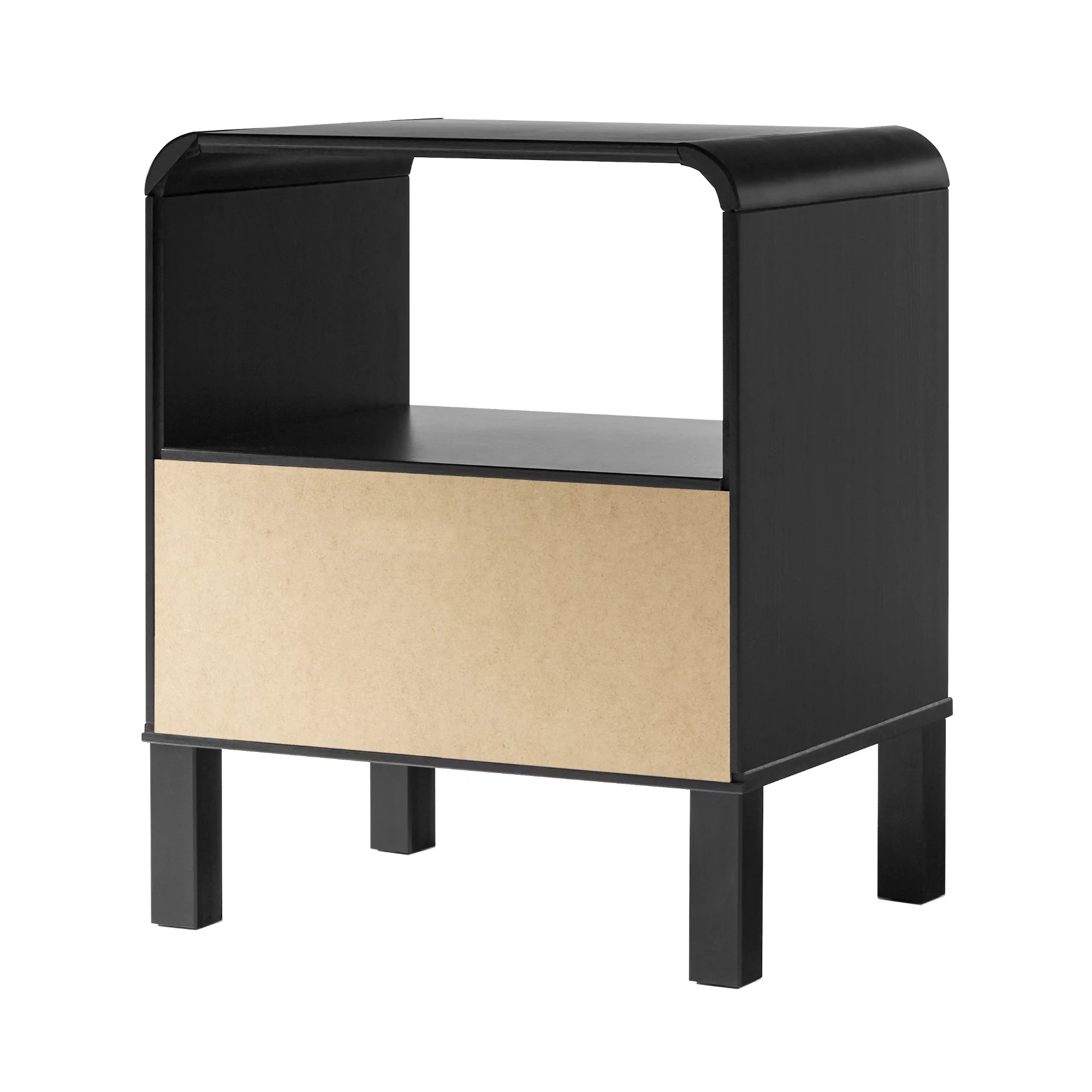 Walker Edison Modern Curved-Frame Solid Wood Nightstand, Brown - Womvr