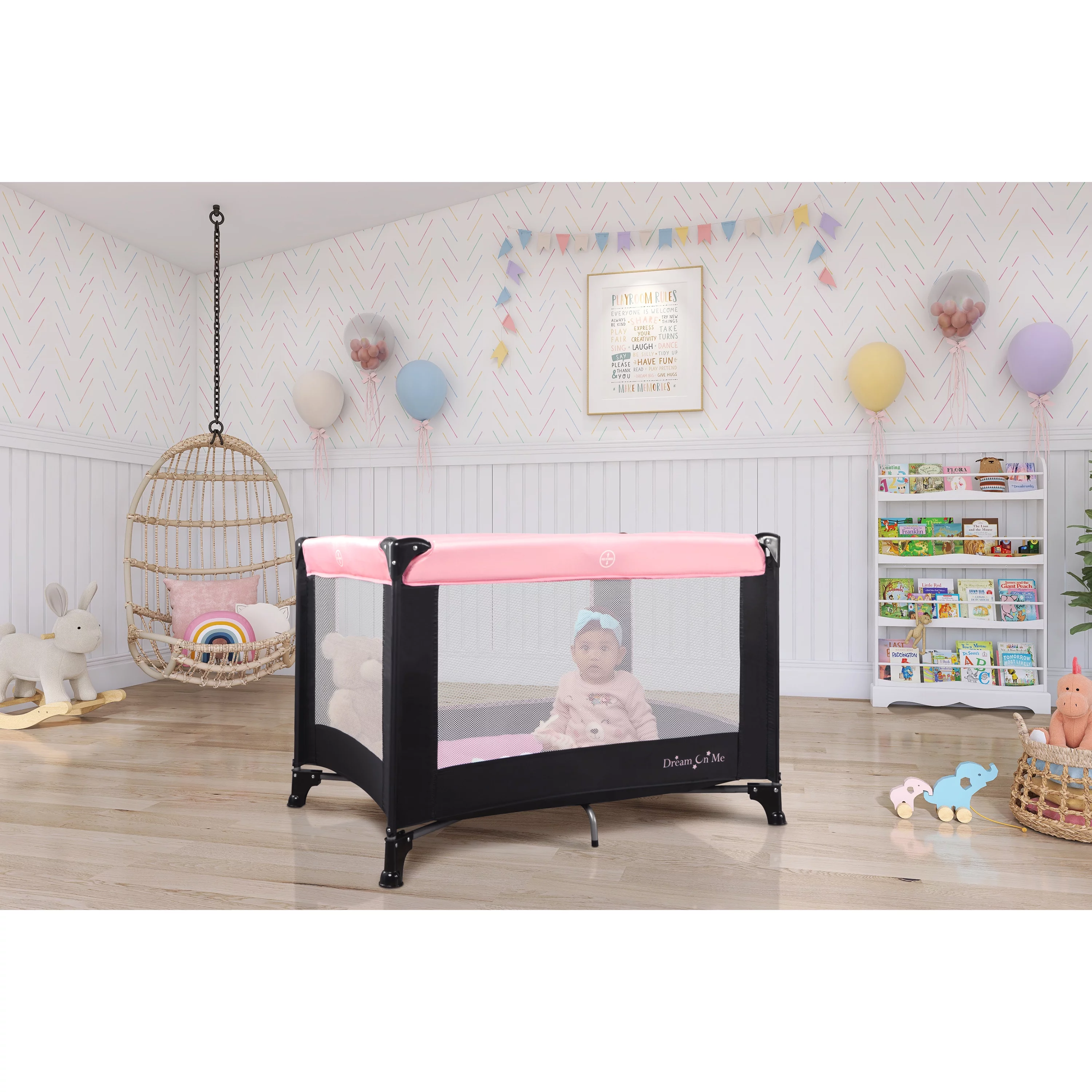 Dream On Me Nest Portable Play Yard with Carry Bag and Shoulder Strap, Pink - Womvr