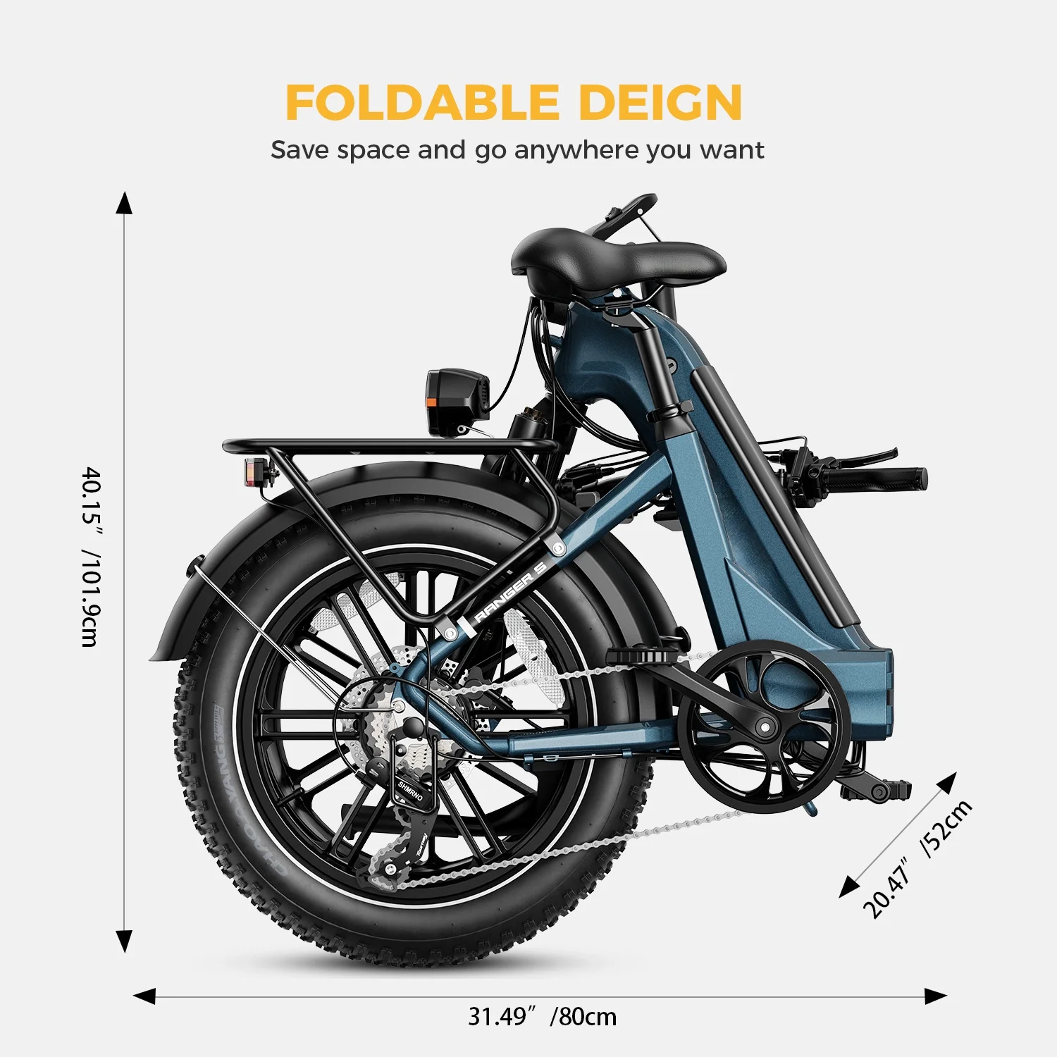 Yoloway Ranger S Folding Electric Bike, Foldable Electric Bicycle with 48V 14.4AH Removable Battery, 20