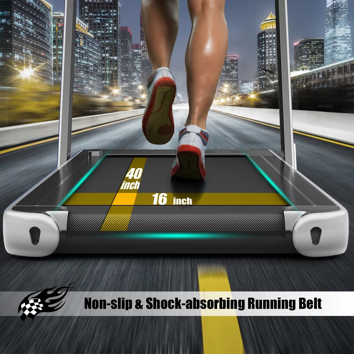 SuperFit Up To 7.5MPH 2.25HP 2 in 1 Dual Display Screen Folding Treadmill Jogging Machine W/APP Control Silver - Womvr