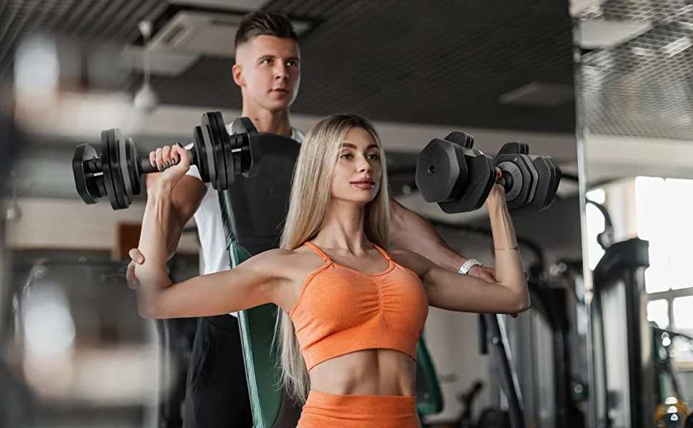 Yes4All 55lbs Adjustable Dumbbell, Quick Select 15-55 Red, Pair - Womvr