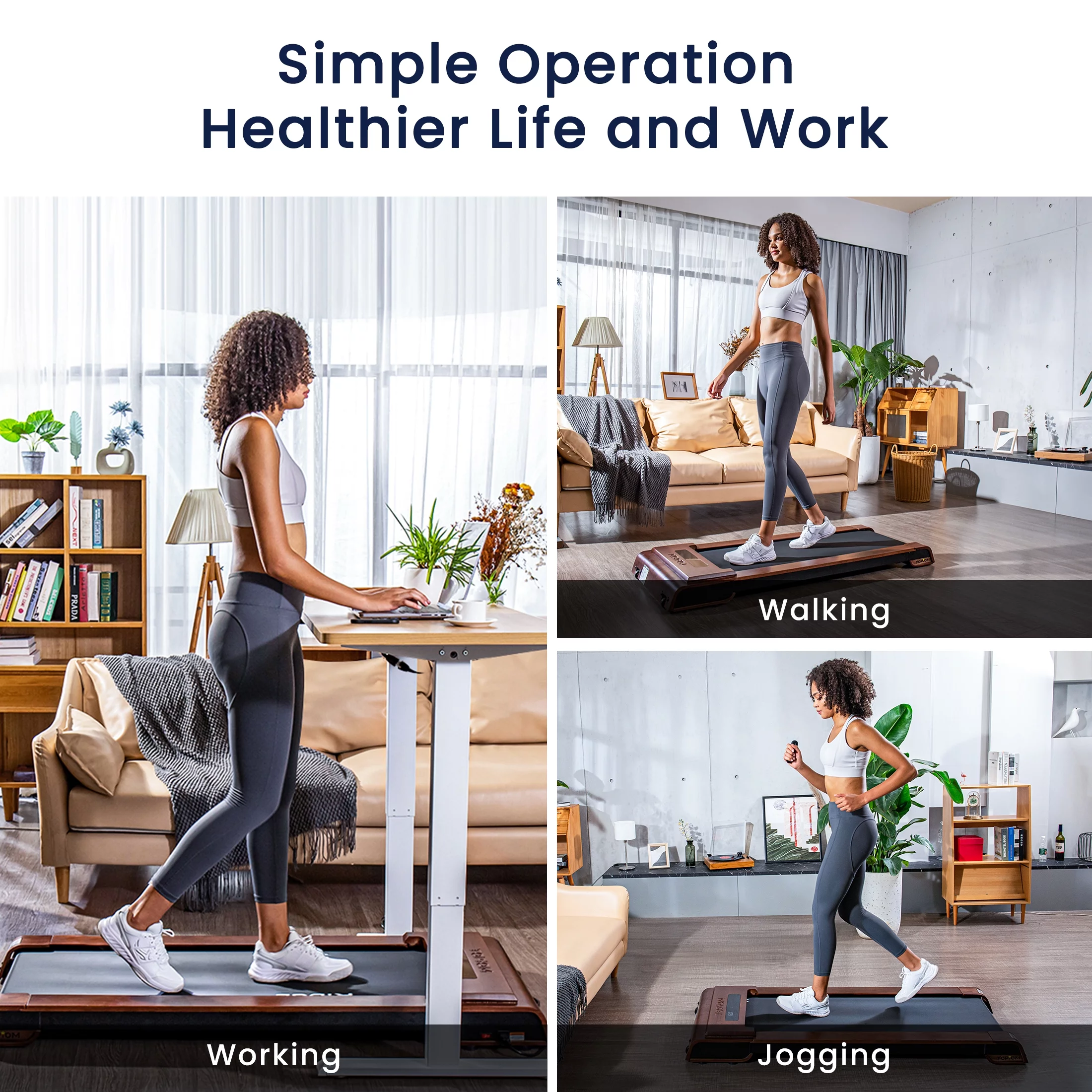 Topiom Walking Pad 2.25HP 310 lb Capacity Under Desk Treadmill 0.3-4 mhp Installation-Free - Womvr