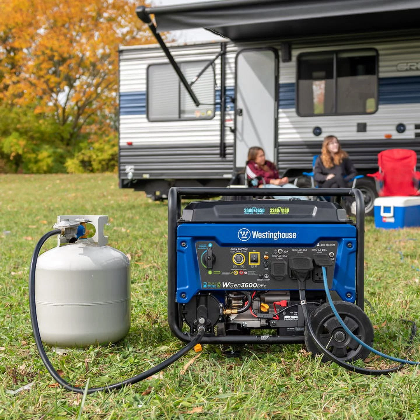 Westinghouse 4650 Peak Watt Dual Fuel Portable Generator, Remote Electric Start, RV Ready Outlet, CO Sensor - Womvr
