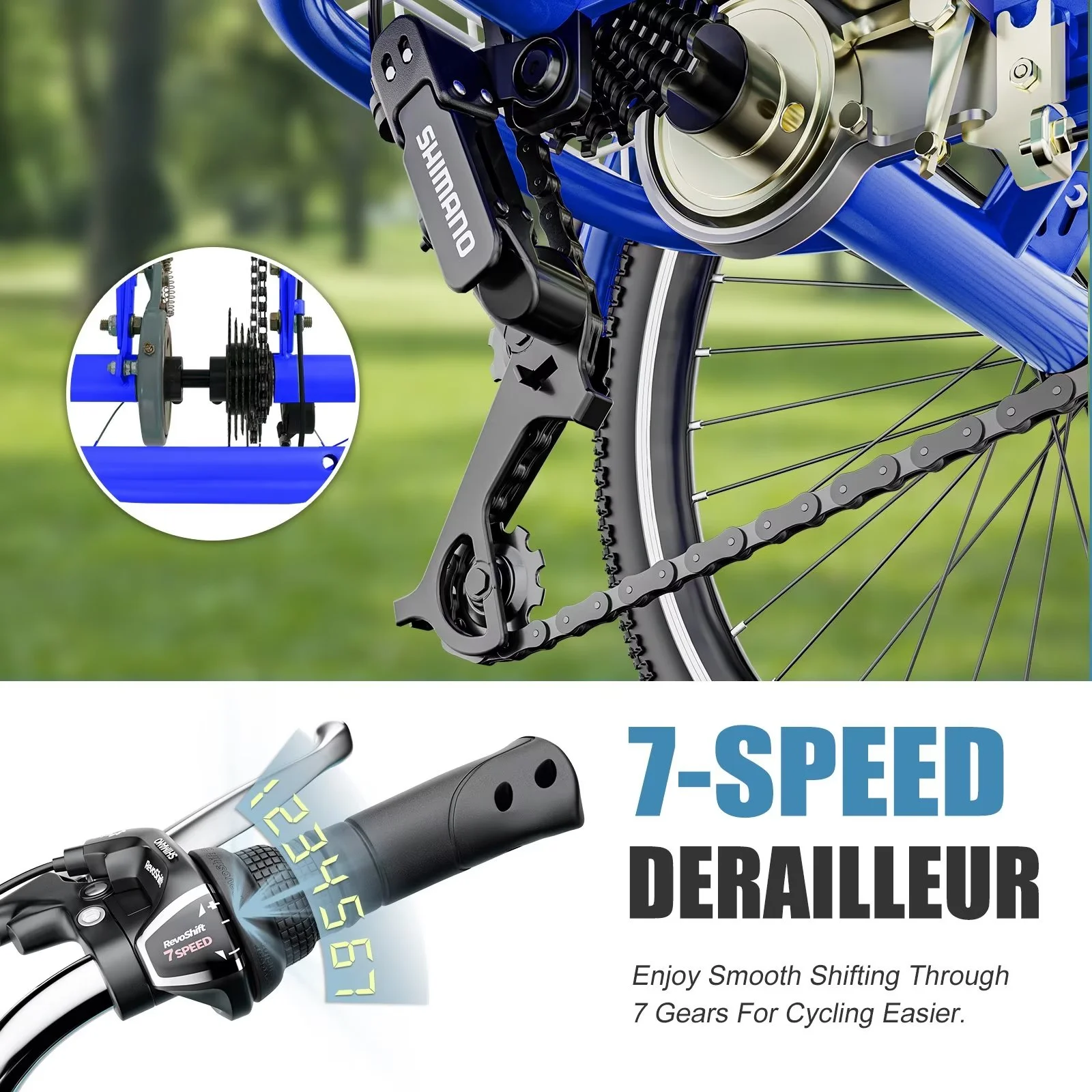 MOPHOTO Adult Tricycle 20/24/26 inch 3 Wheel Bicycle,3 Wheel Bikes for Adults,7 Speed Low Stepover Frame Tricycle with Basket/Bell,3 Wheel Bicycle for Seniors,Women,Men - Womvr