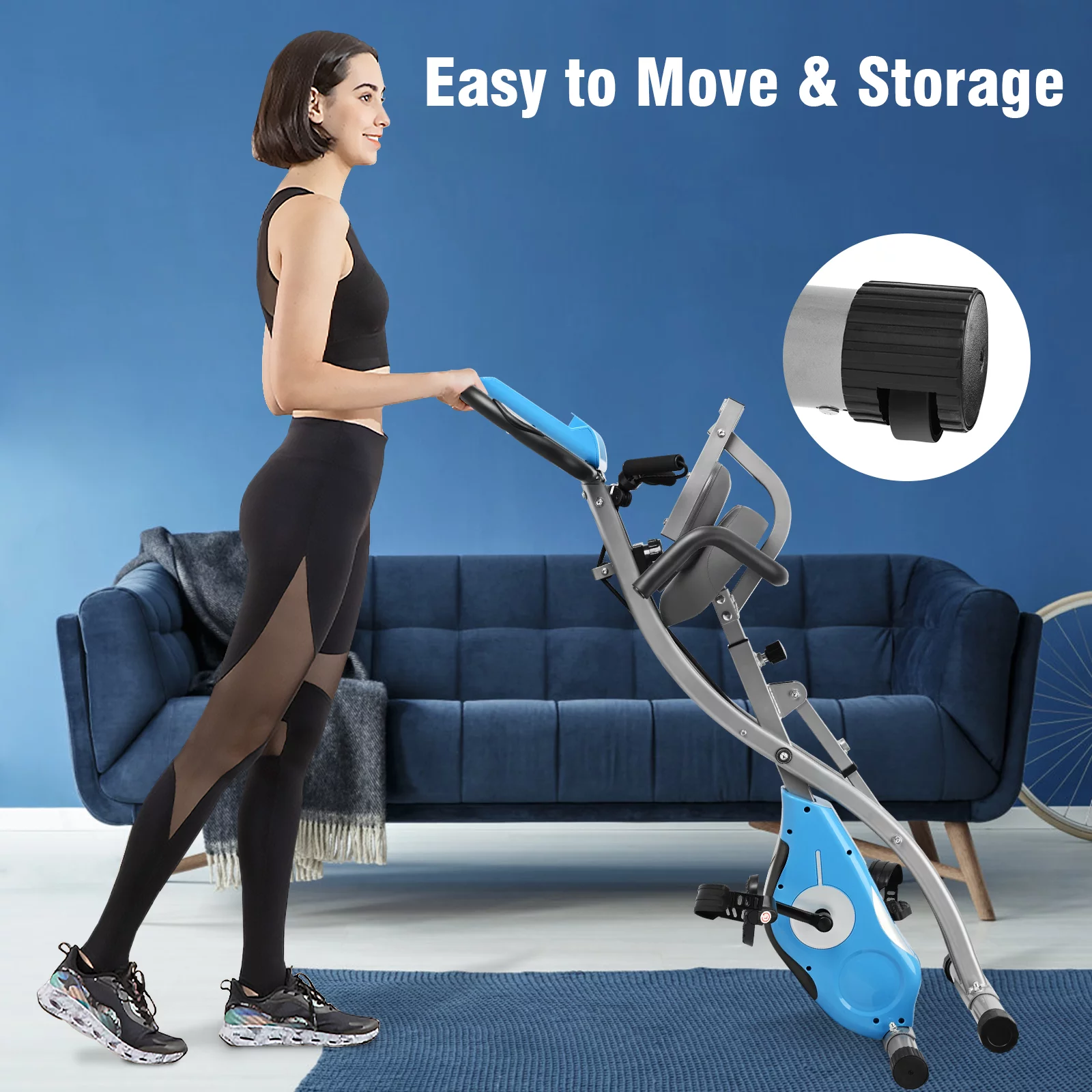 Wonder Maxi Exercise Bike Magnetic Fitness Cycle Folding Stationary Bike Indoor Home Use(White) - Womvr